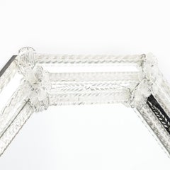 Mid-Century Venetian Braided Glass Rods & Reversed Etched Octagonal Mirror