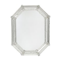 Mid-Century Venetian Braided Glass Rods & Reversed Etched Octagonal Mirror