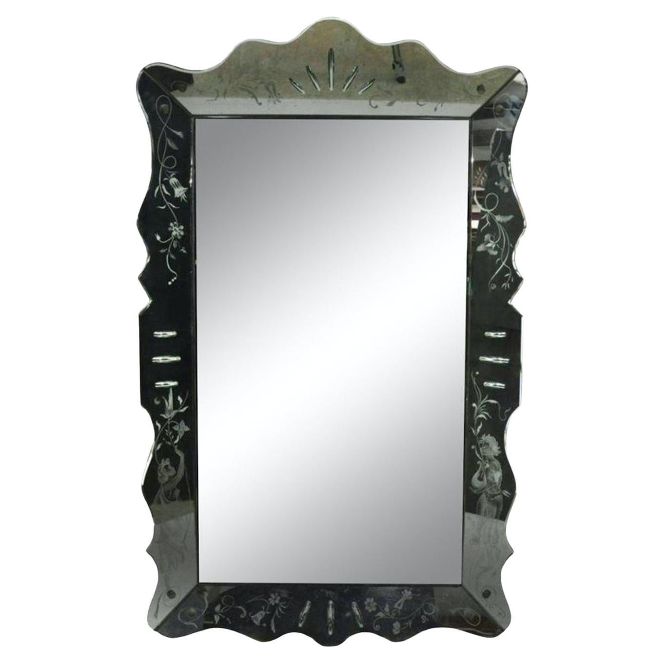 Breathtaking Reversed Etched Mirror at 1stDibs