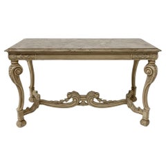 Mid-Century Venetian Faux Marble Painted and Carved Italian Console Table