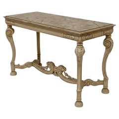 Mid-Century Venetian Faux Marble Painted and Carved Italian Console Table