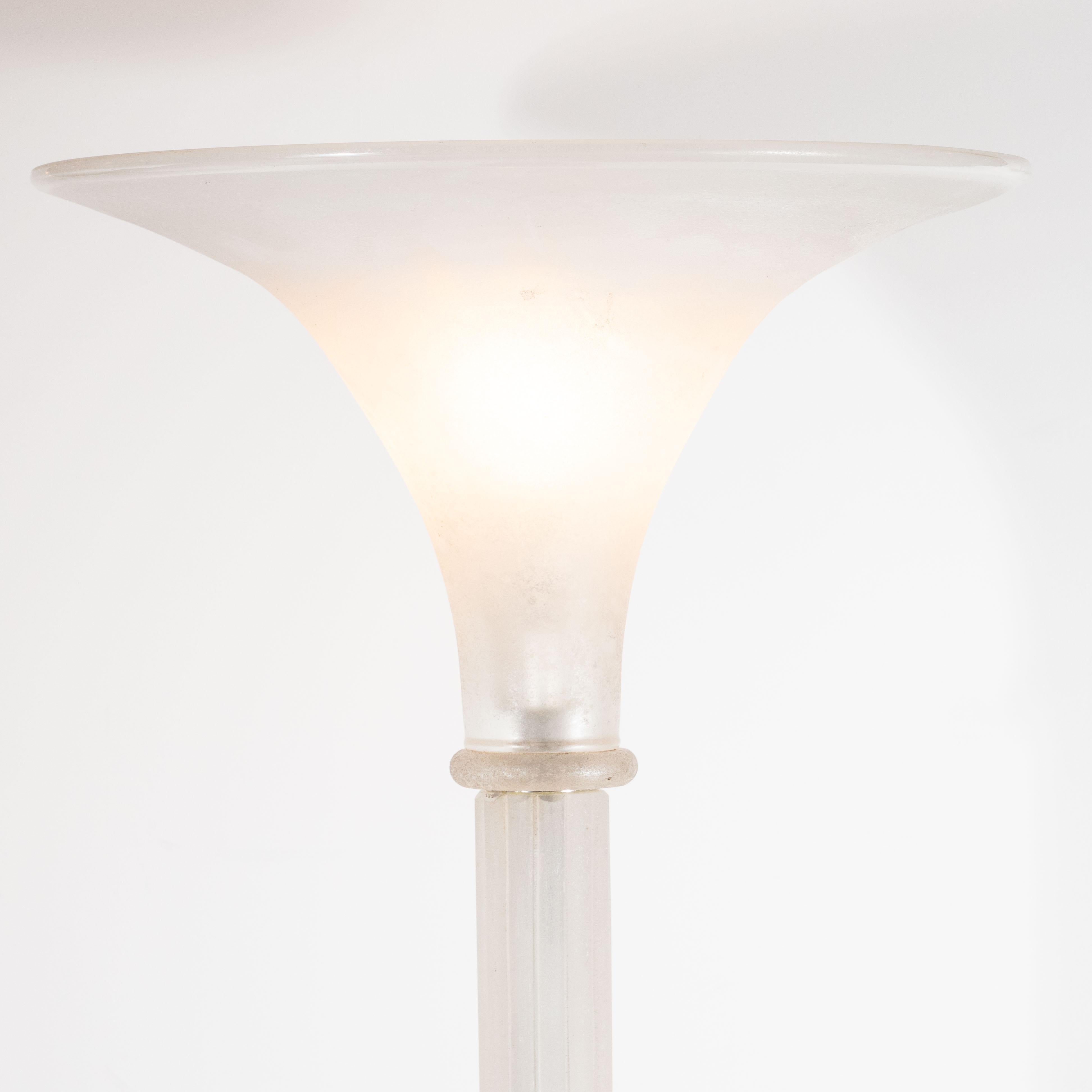 Mid-Century Venetian Glass Floor Lamp Documented by Karl Springer for Seguso In Excellent Condition In New York, NY
