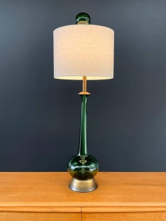 Mid-Century Venetian Glass Table Lamp with Original Blown Glass Finial