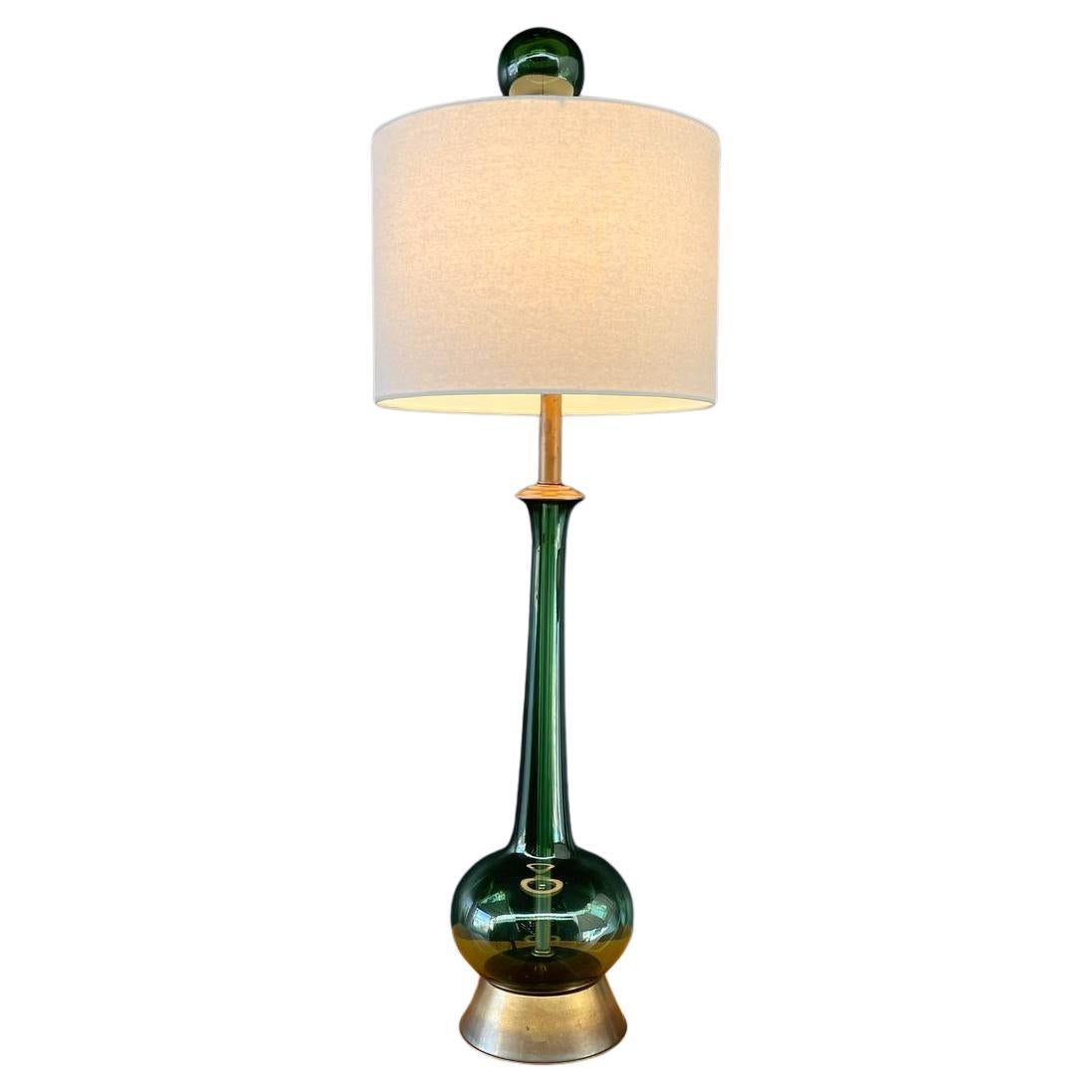 Mid-Century Venetian Glass Table Lamp with Original Blown Glass Finial