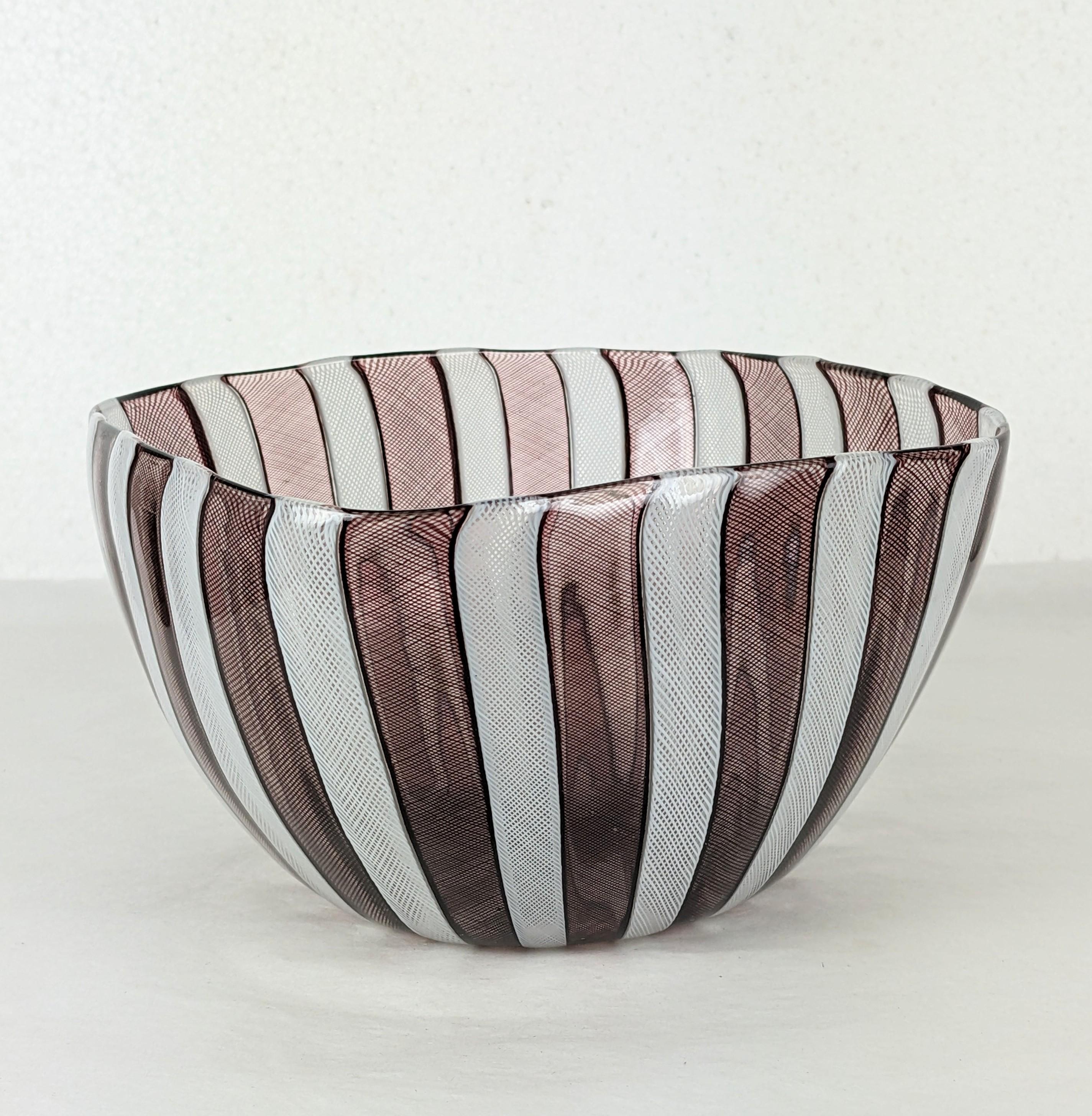 Mid-Century Modern Mid Century Venetian Latticino Glass Bowl For Sale