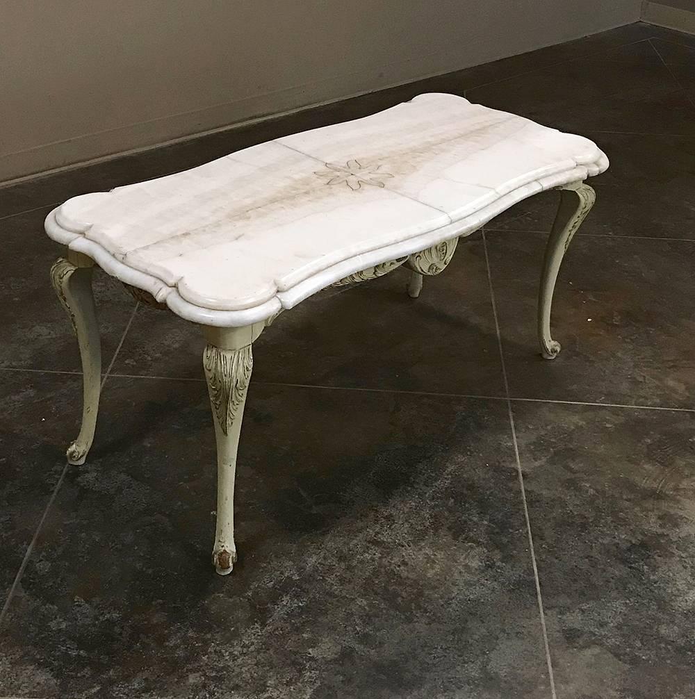 Baroque Midcentury Venetian Marble-Top Coffee Table, circa 1950