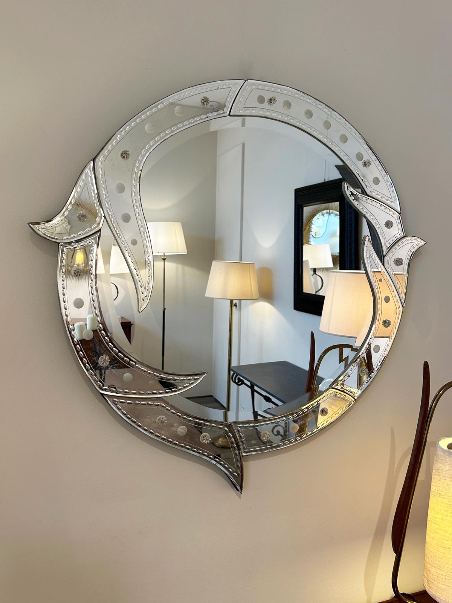 Venezianischer Spiegel aus der Mitte des Jahrhunderts (Moderne der Mitte des Jahrhunderts) im Angebot