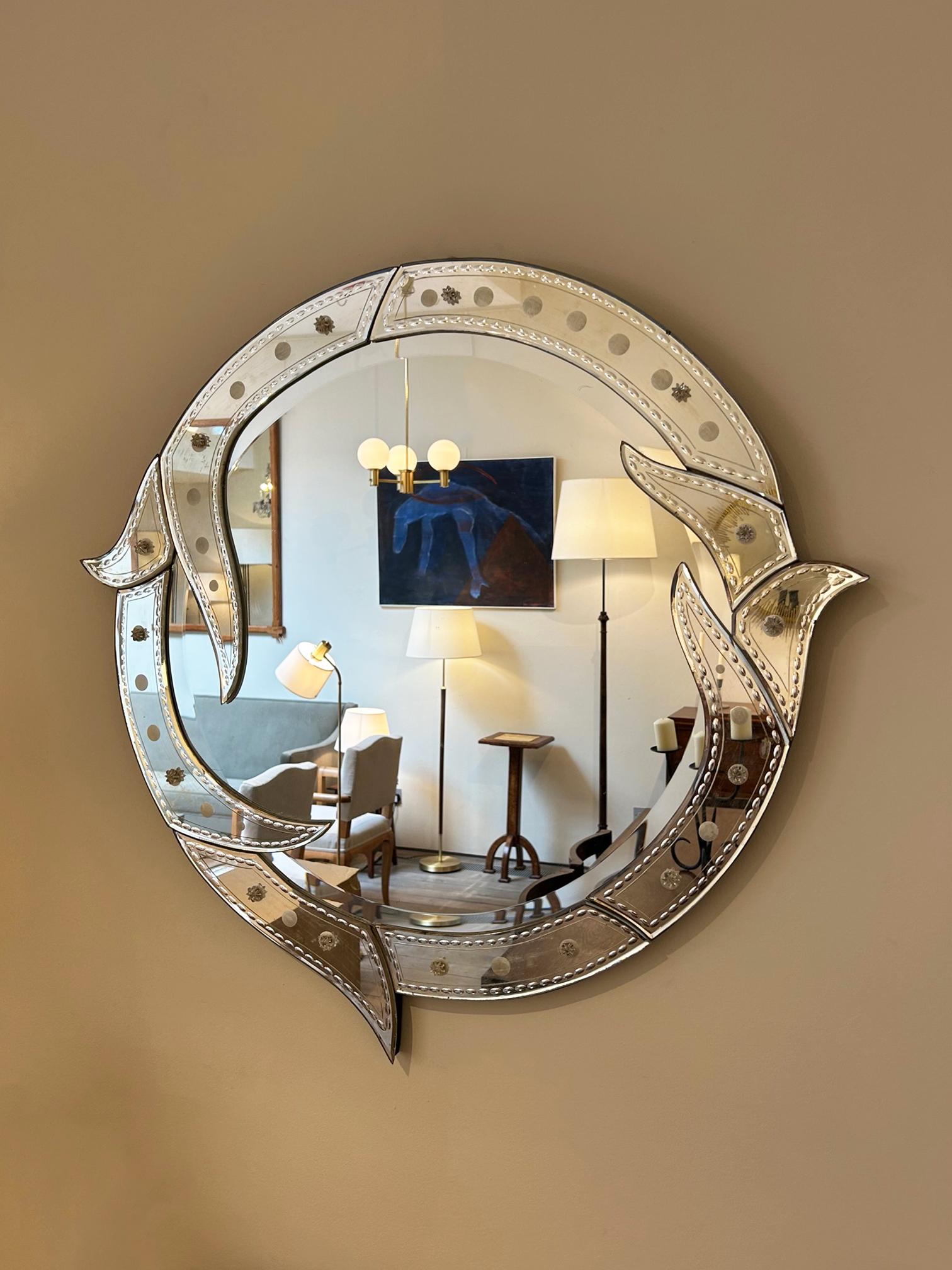 Italian Mid-Century Venetian Mirror For Sale
