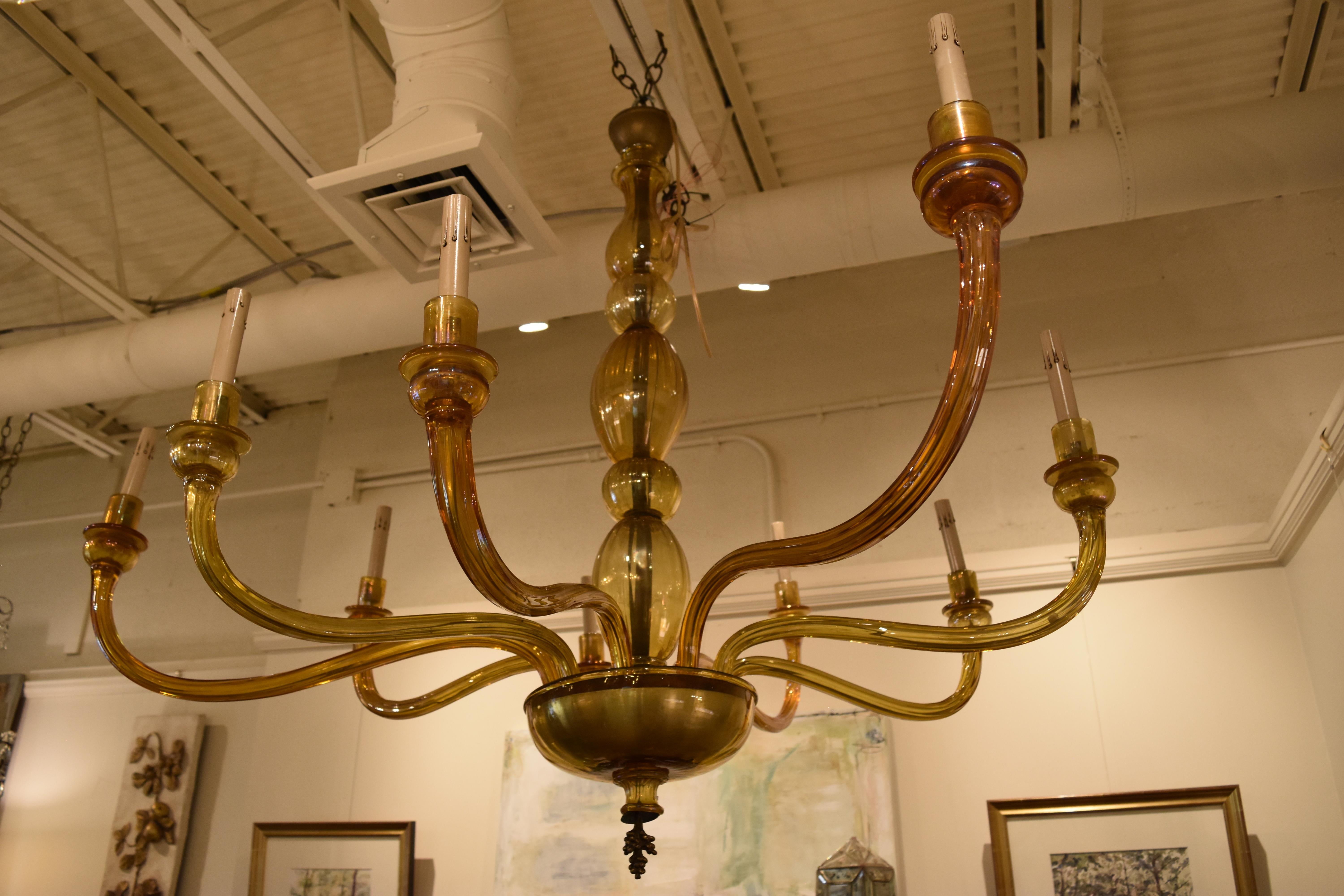 Midcentury Venetian Murano Glass Chandelier In Good Condition For Sale In Nashville, TN