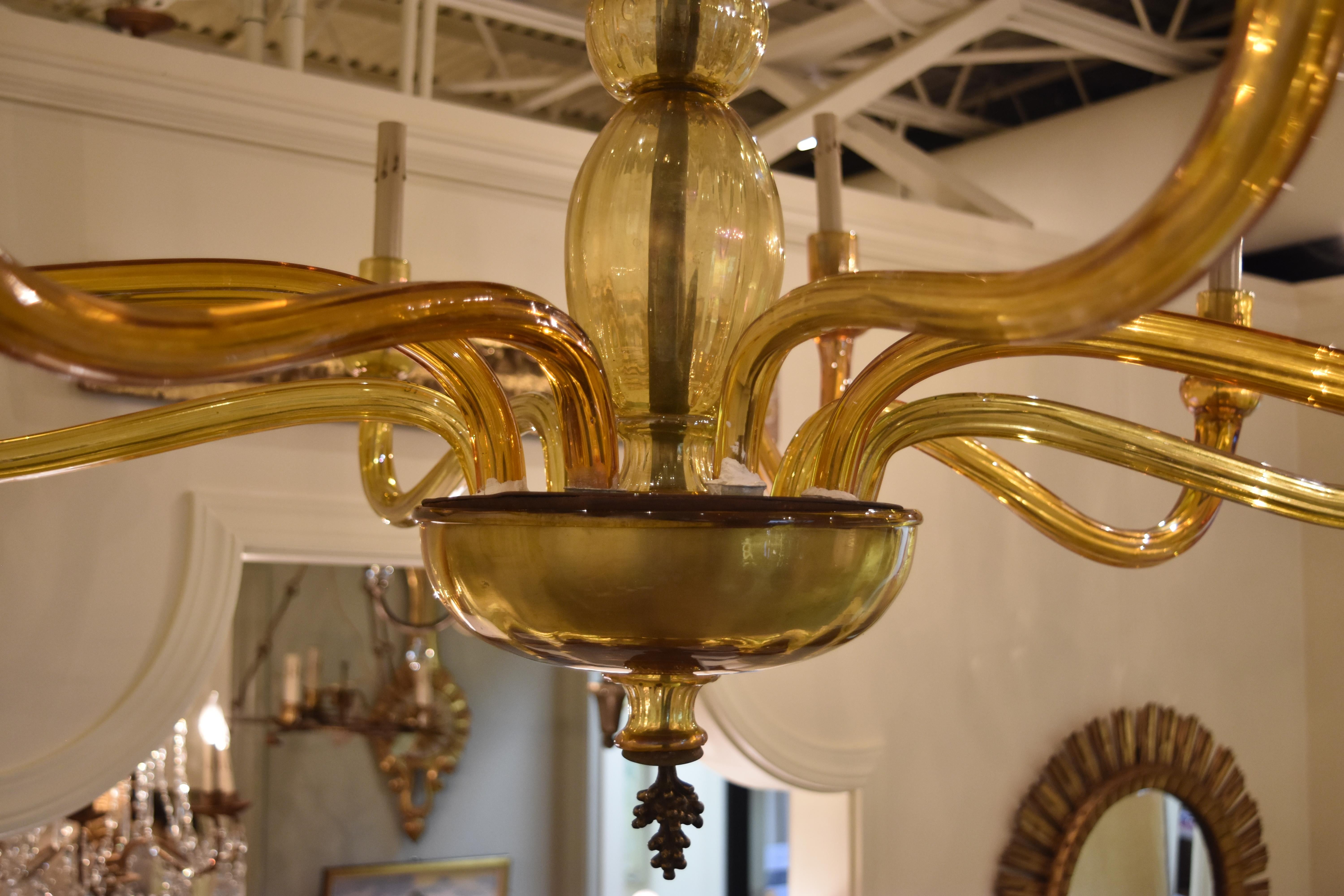 Midcentury Venetian Murano Glass Chandelier For Sale 1