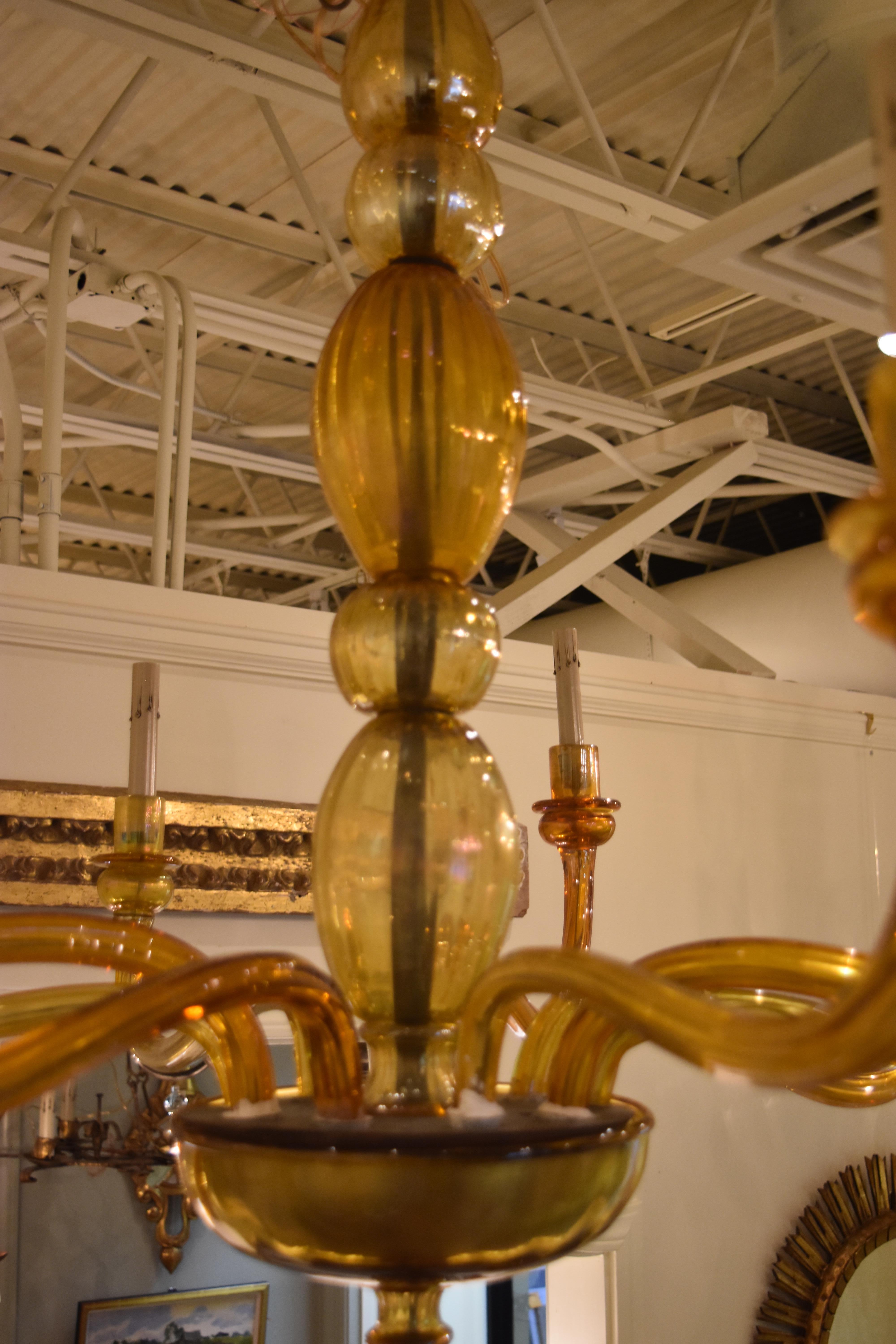 Midcentury Venetian Murano Glass Chandelier For Sale 2