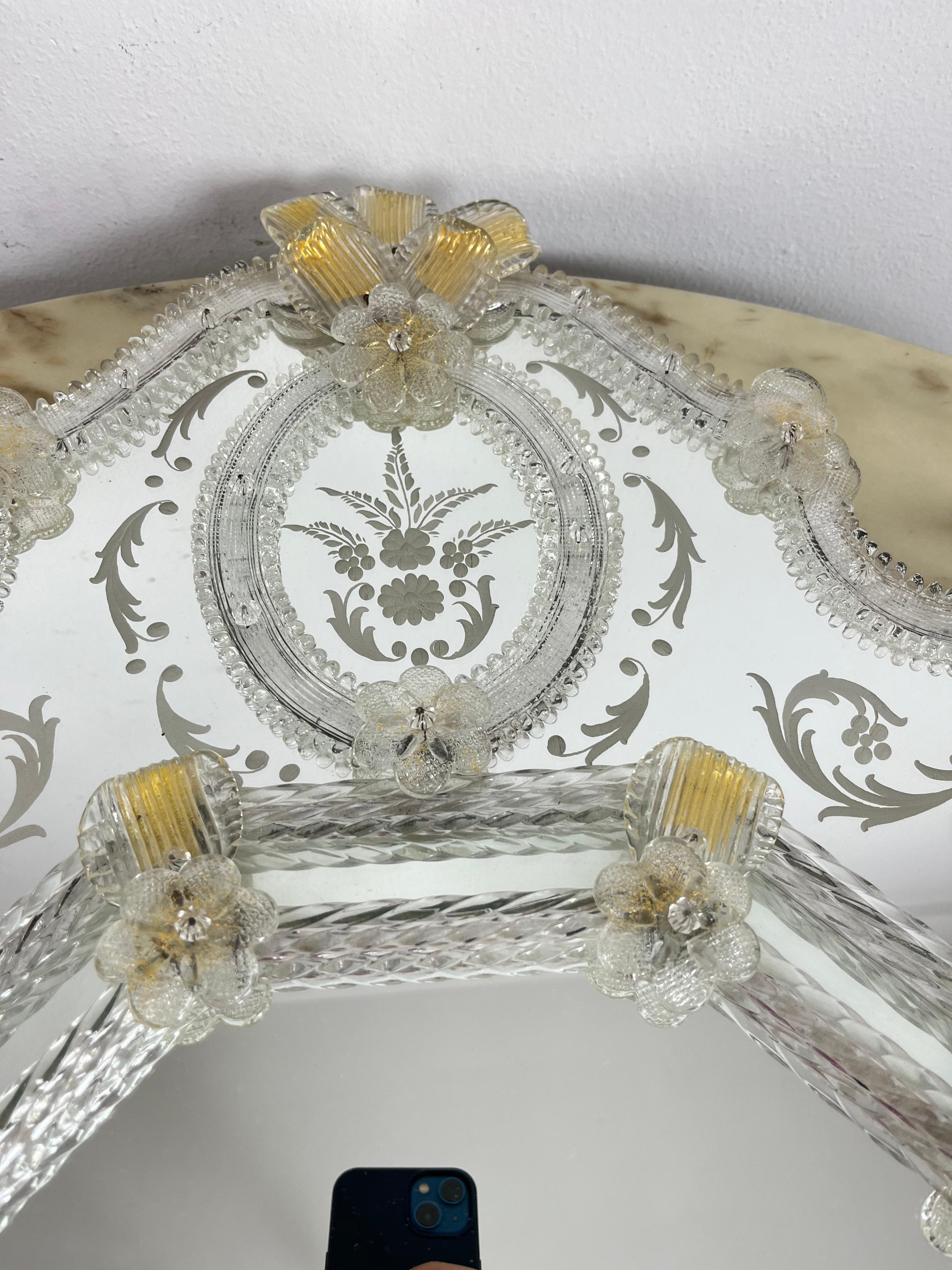 Mid-Century Venetian Murano Glass Mirror Attributed to Ercole Barovier 1960s For Sale 10