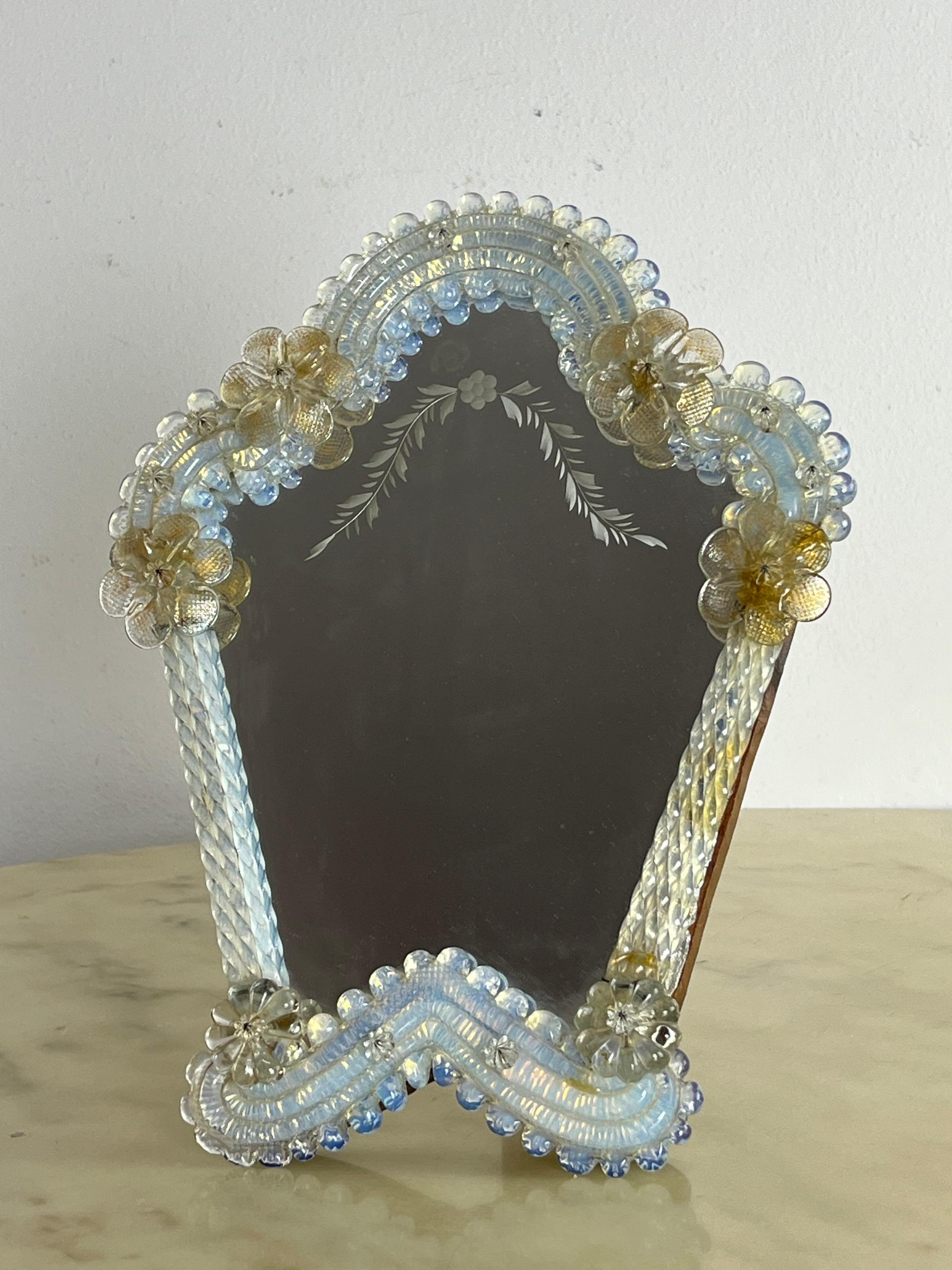 Mid-Century Venetian Murano Glass Table Mirror, Italian Design 1960s For Sale 6