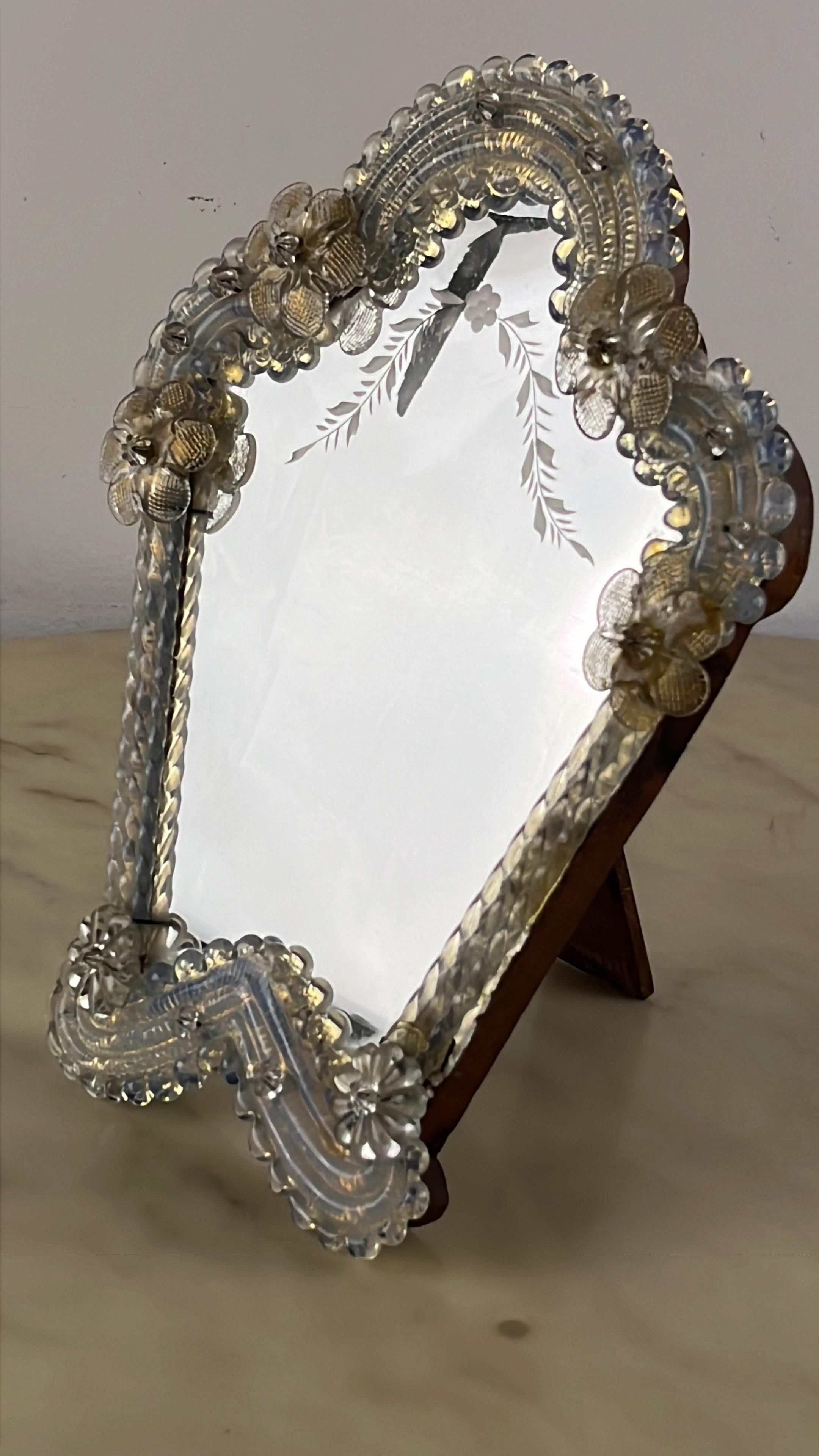 Mid-Century Venetian Murano Glass Table Mirror, Italian Design 1960s For Sale 5