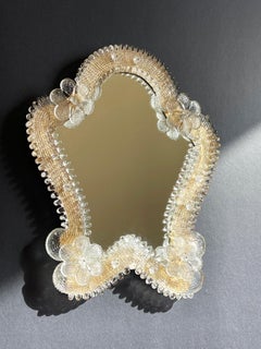 Mid Century Venetian Murano Glass Vanity Wall Mirror, Golden Glory