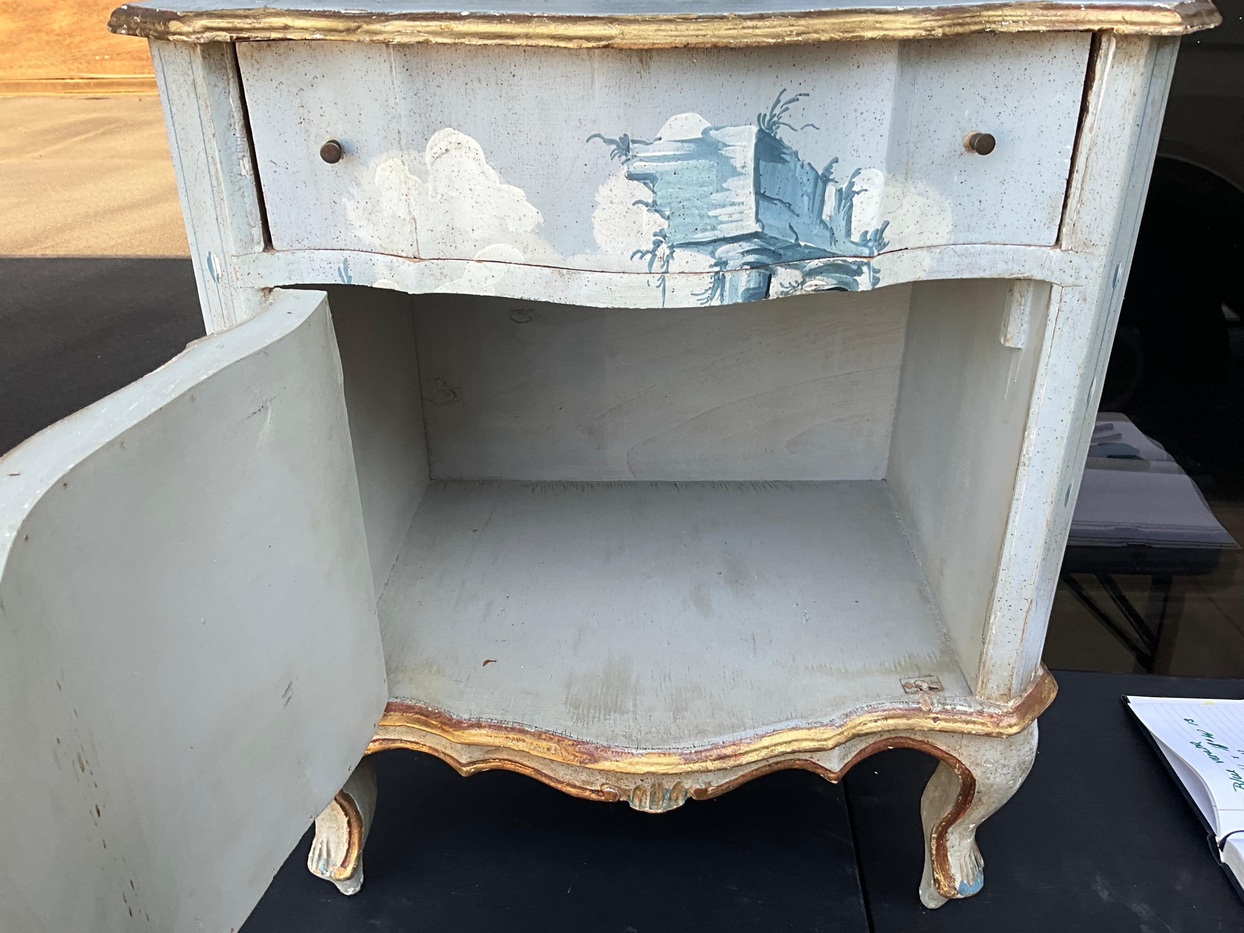 Mid-Century Venetian Neo-Classical Blue White White  Side Table / Commode Chest 3