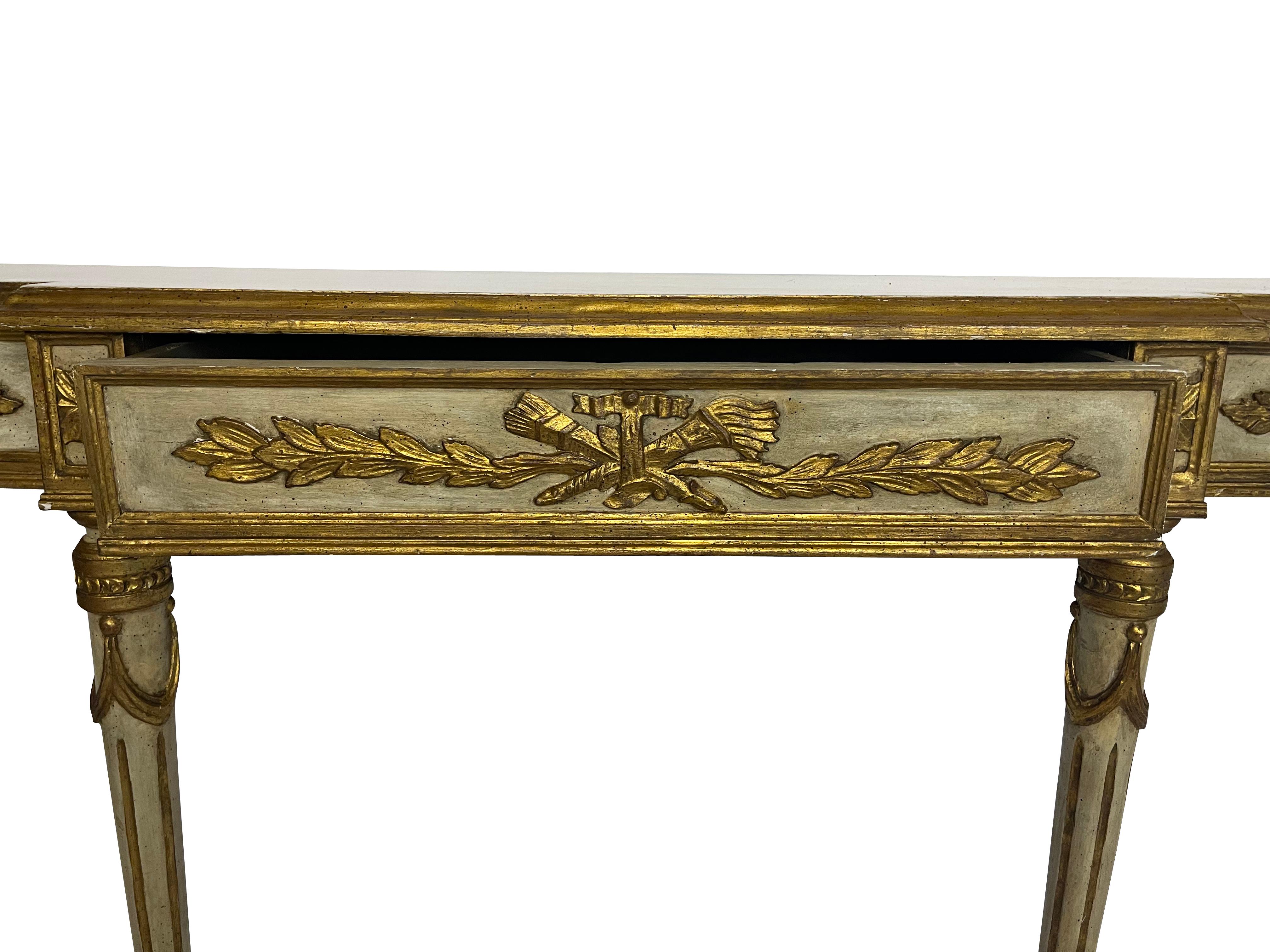Italian Mid Century Venetian Paint and Gilt Decorated Console Table