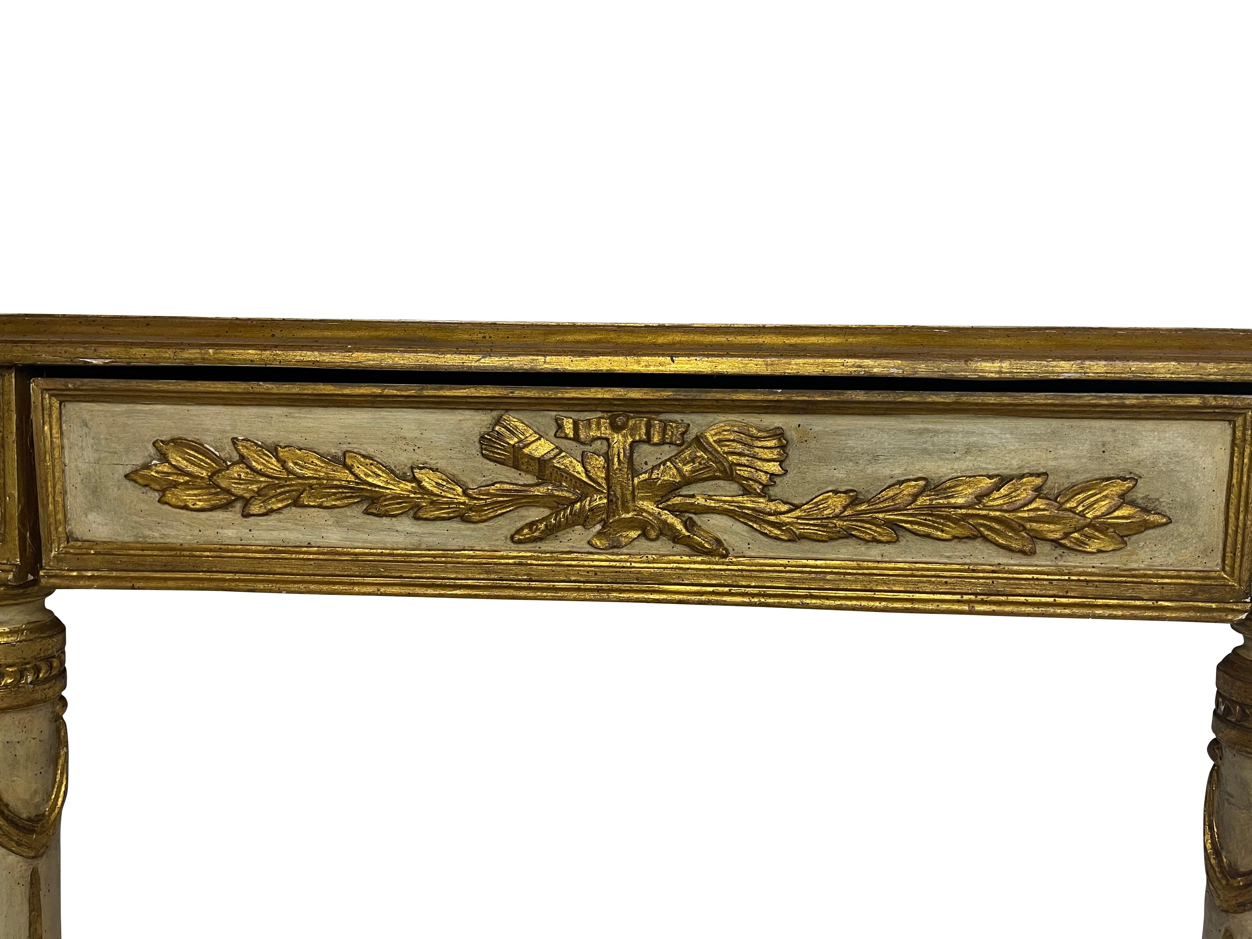 Mid Century Venetian Paint and Gilt Decorated Console Table In Good Condition In Essex, MA