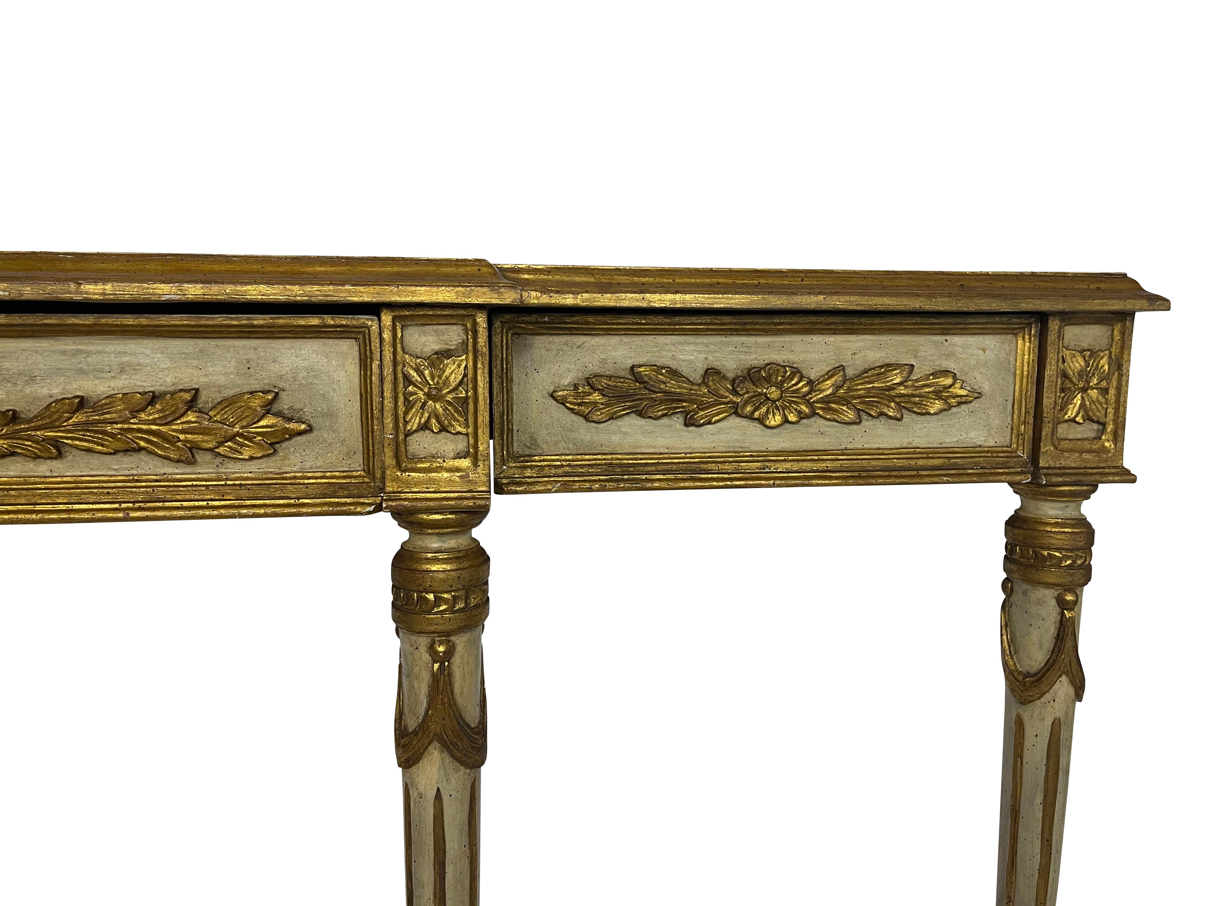 20th Century Mid Century Venetian Paint and Gilt Decorated Console Table