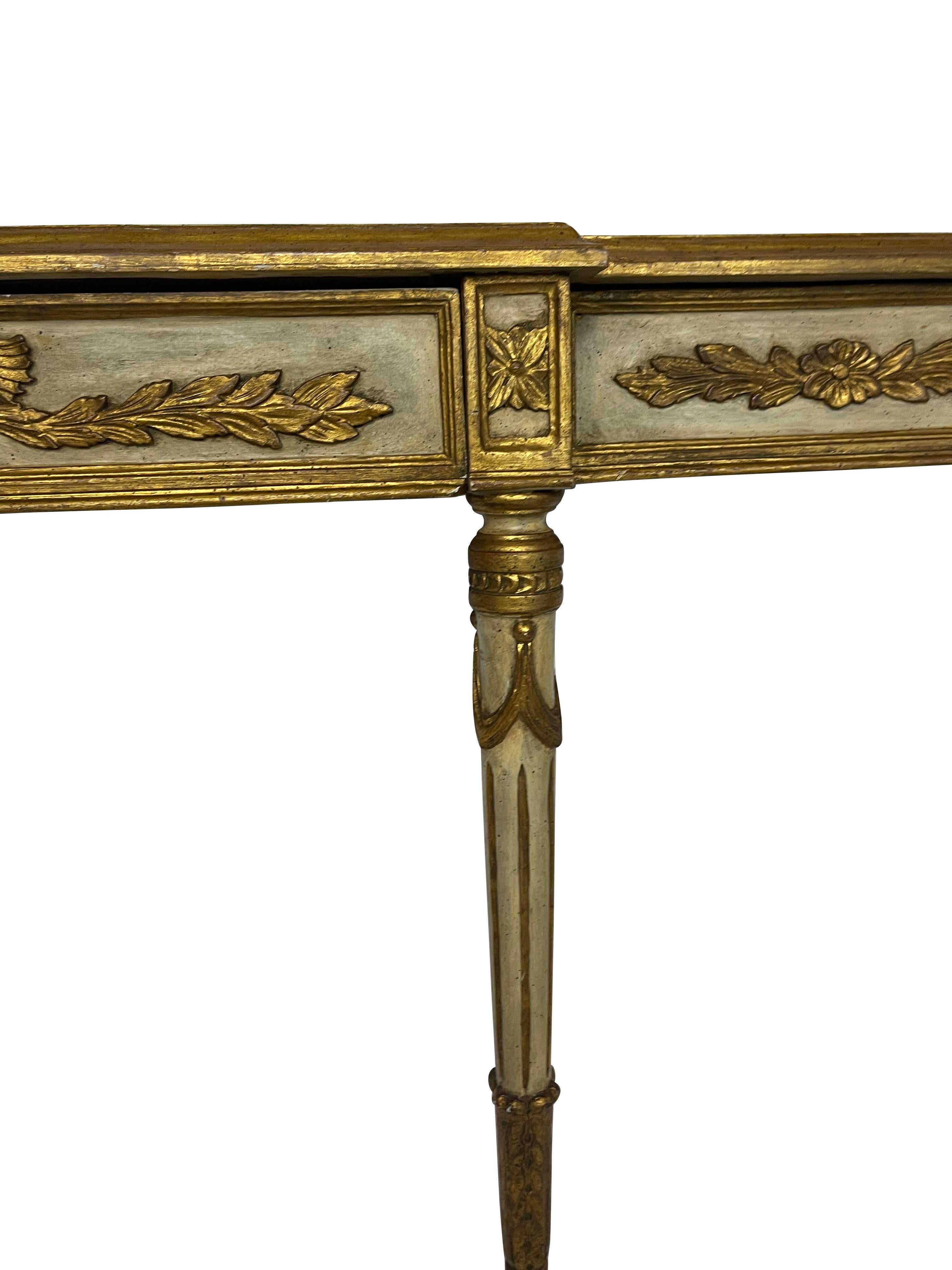 Wood Mid Century Venetian Paint and Gilt Decorated Console Table