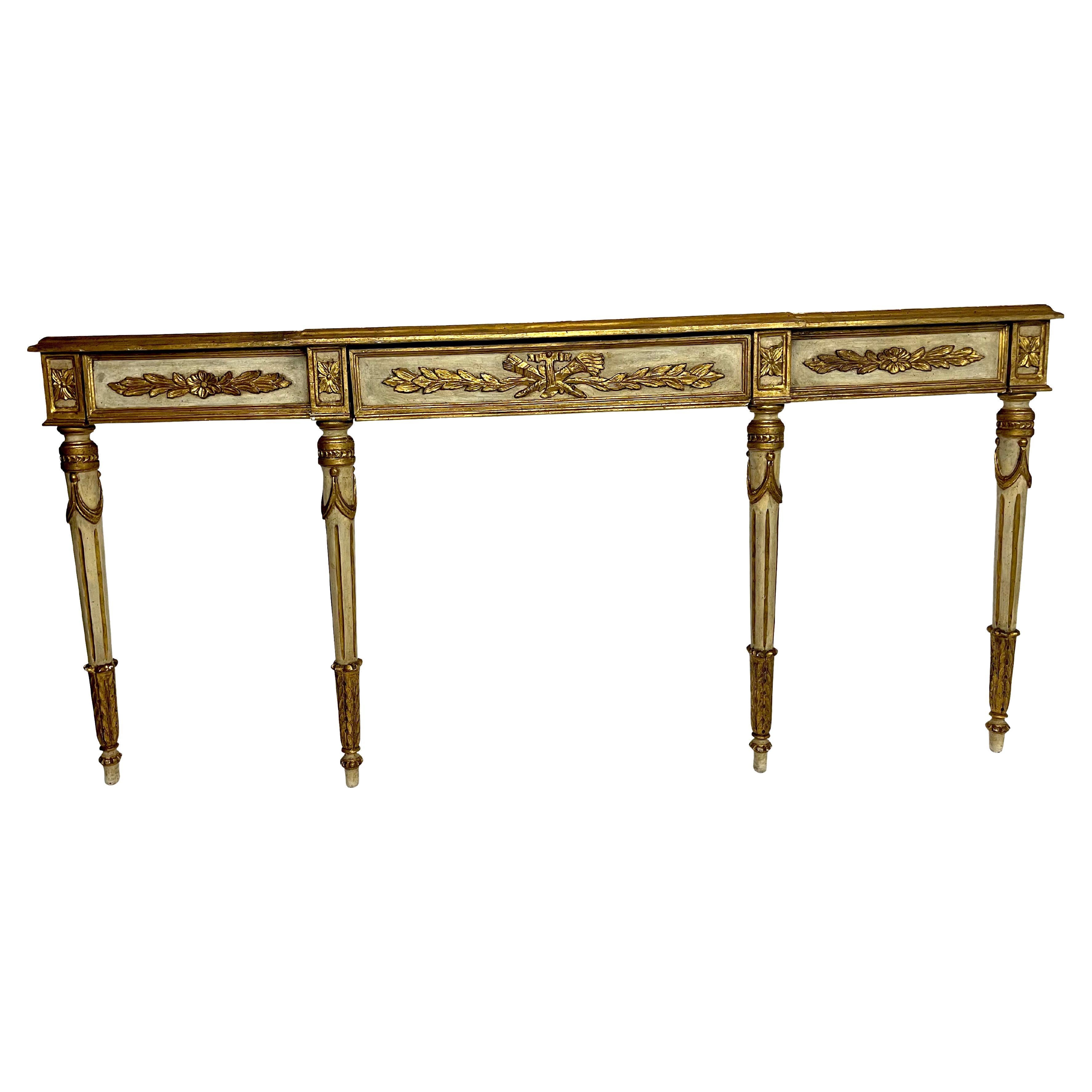 Mid Century Venetian Paint and Gilt Decorated Console Table