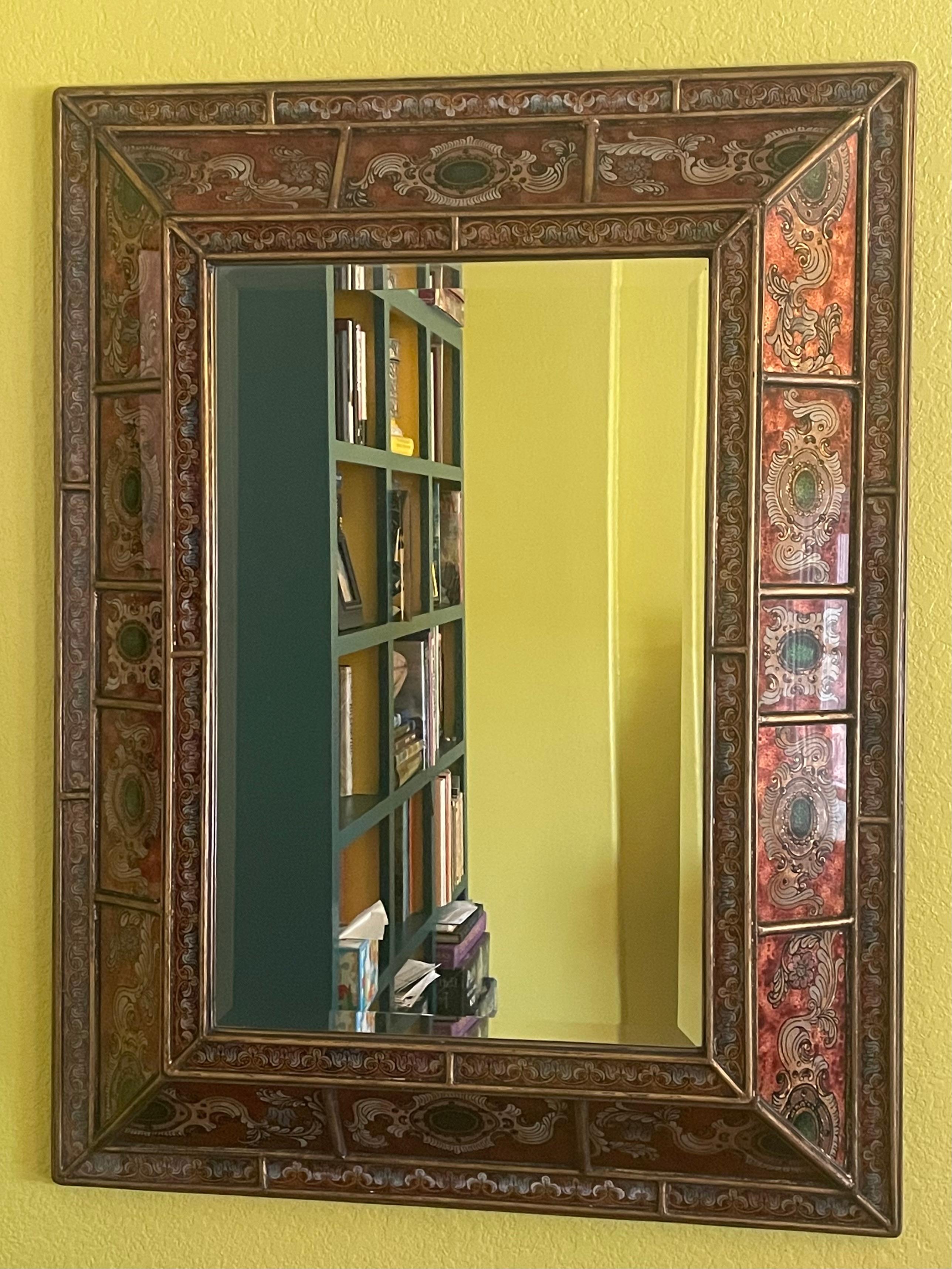 Hollywood Regency Miroir mural vénitien peint du milieu du siècle dernier en vente