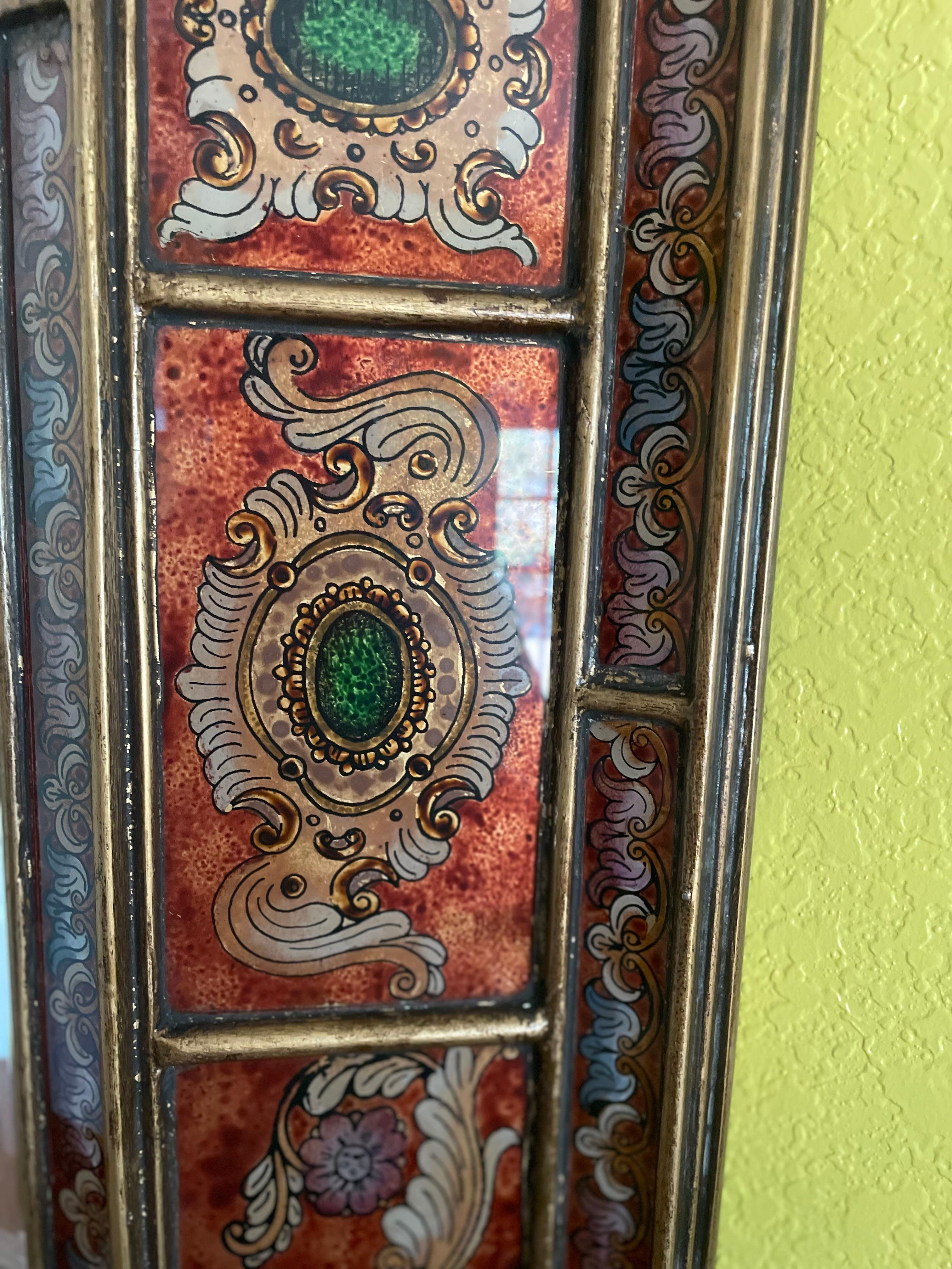 Miroir mural vénitien peint du milieu du siècle dernier Bon état - En vente à Austin, TX