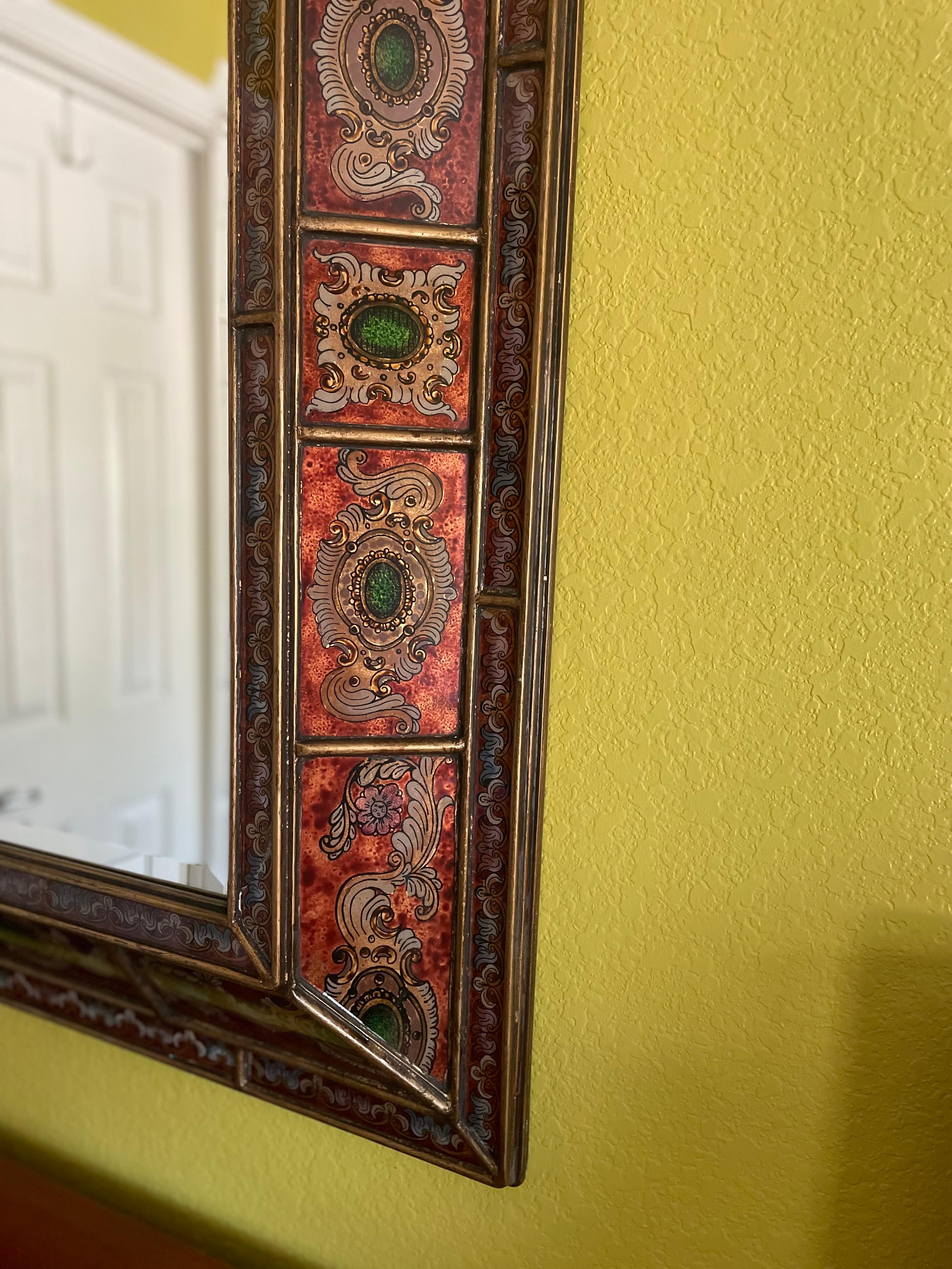 20ième siècle Miroir mural vénitien peint du milieu du siècle dernier en vente