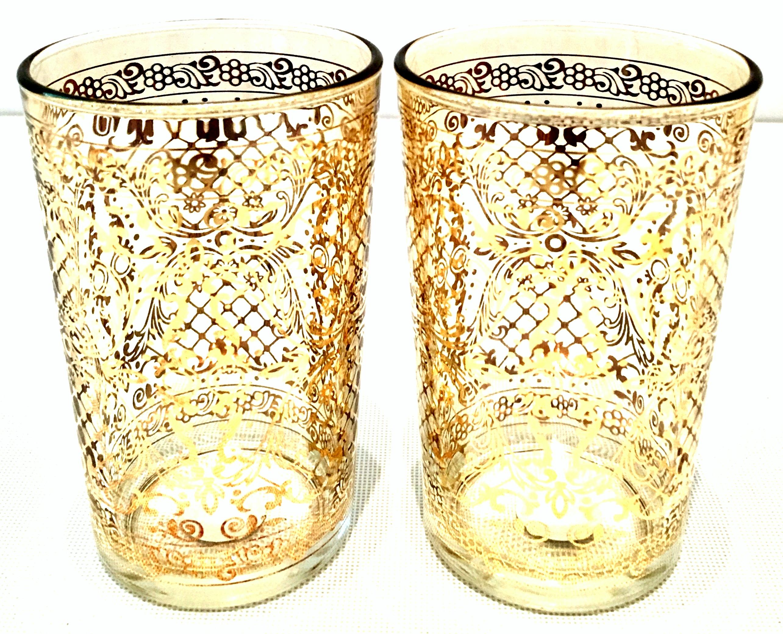 Midcentury Venetian Style 22-Karat Gold Drinks Set of 15 by, Georges Briard For Sale 8