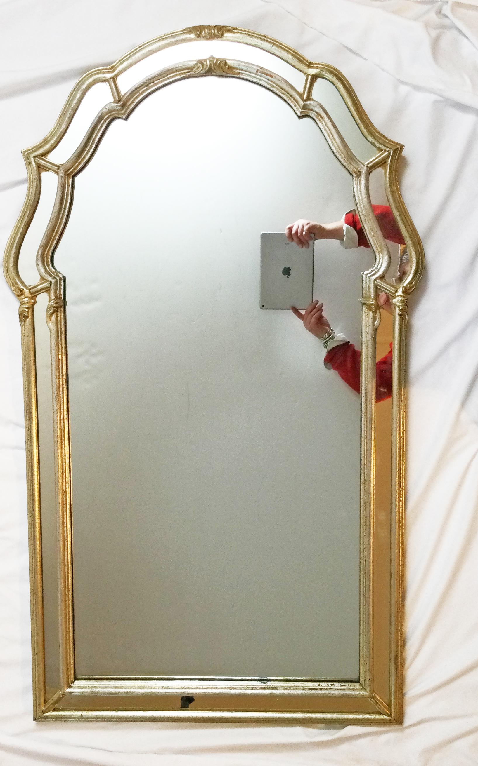 North American Mid-Century Venetian Style Silver Leaf Mirror, Mfg. for Schultz & Berhle For Sale