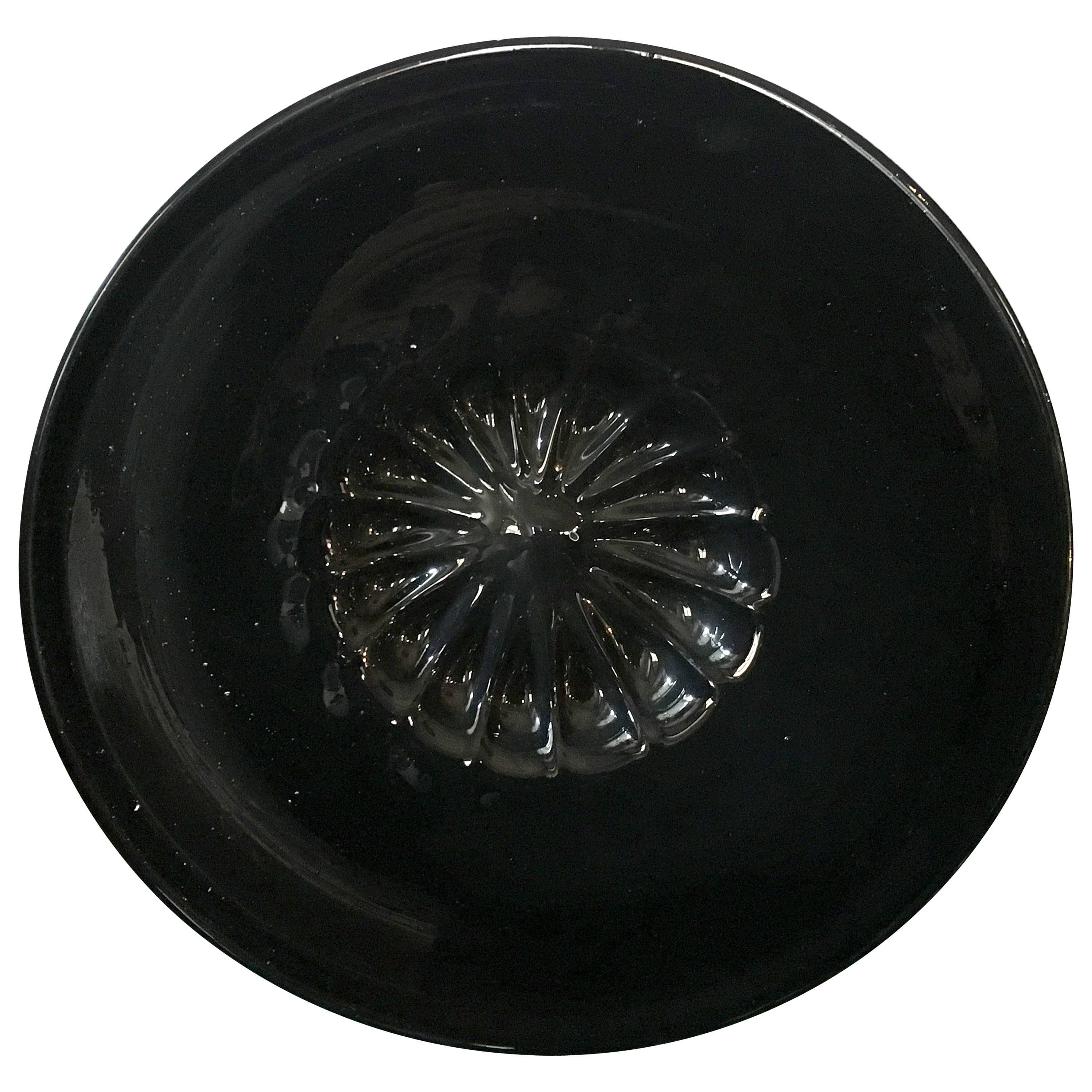1960 Venezia Italia Moderna de mediados de siglo Tazón de cristal negro soplado de Murano