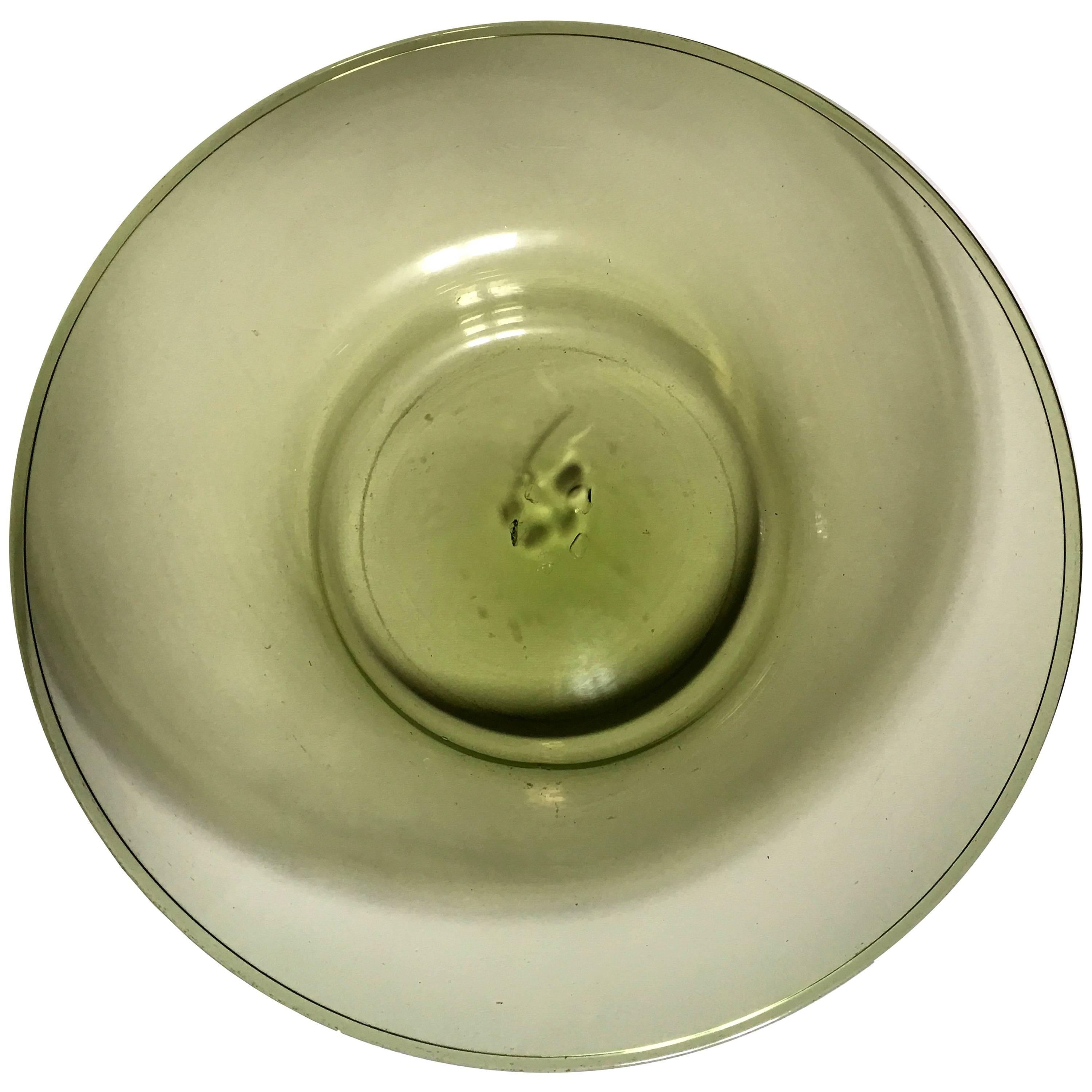 1960 Mid-Century Venezia Green Blown Glass Bowl