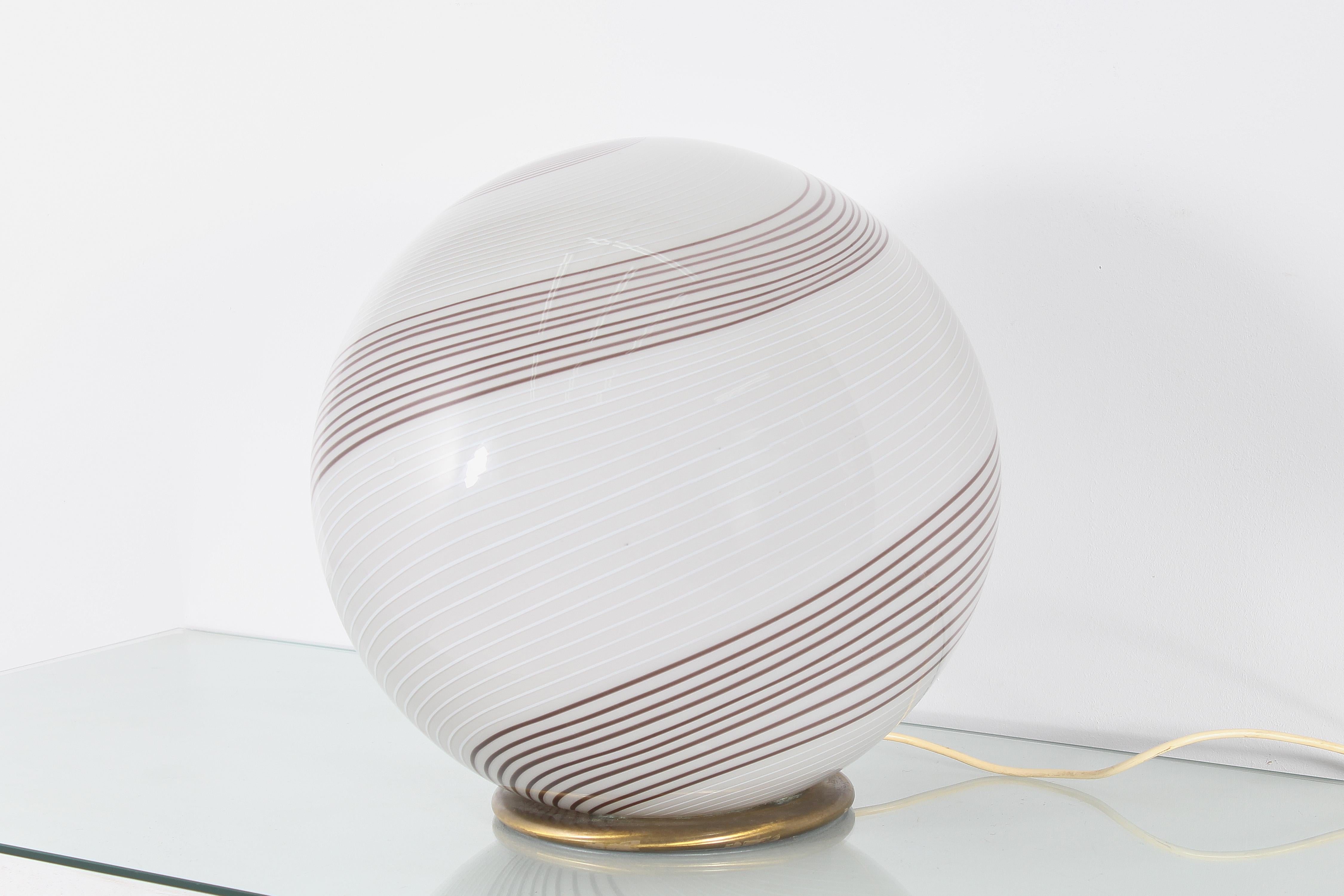 Italian Mid-Century Venini Globe Murano Glass Table Lamp Italy, 70s