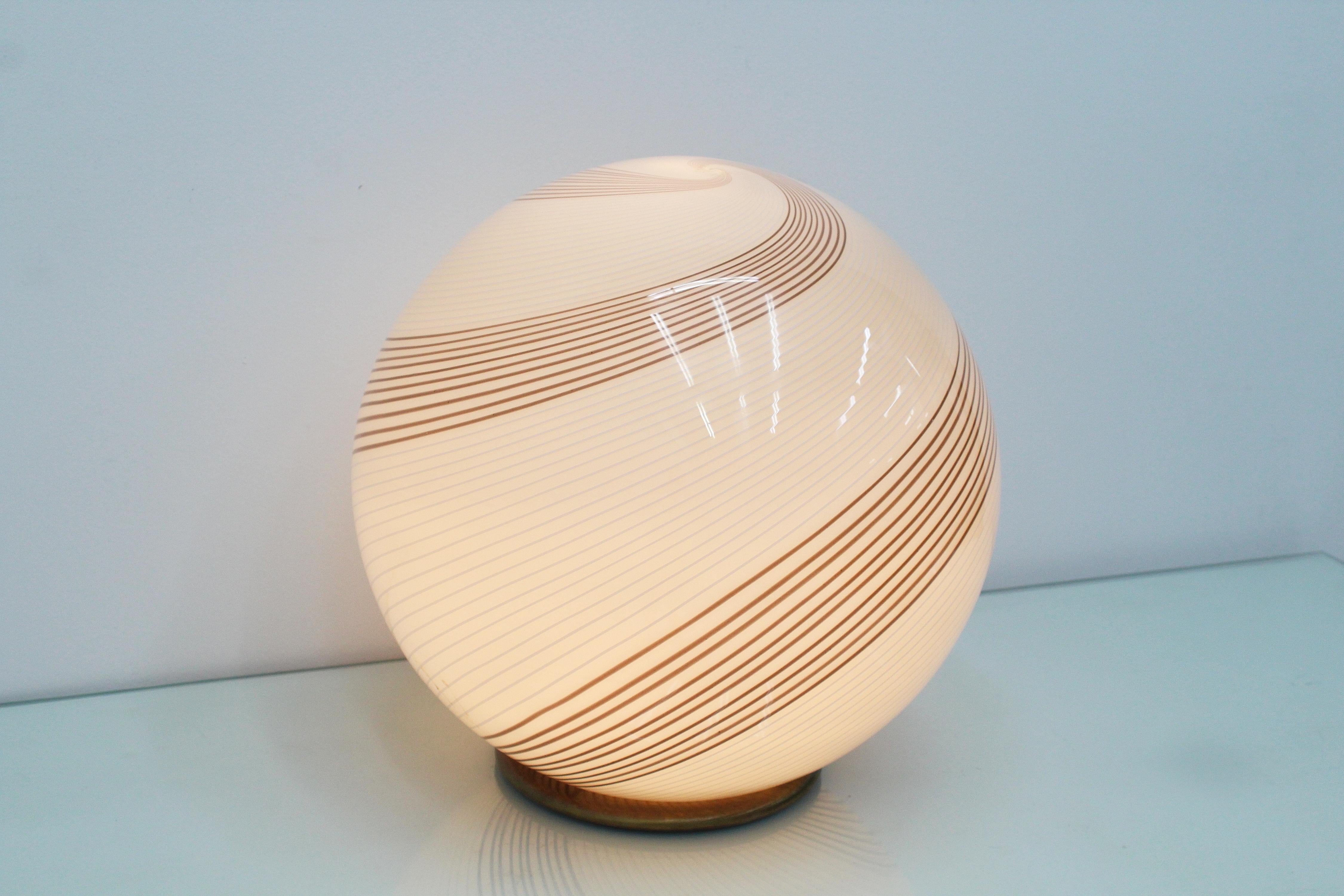 Mid-Century Venini Globe Murano Glass Table Lamp Italy, 70s 2