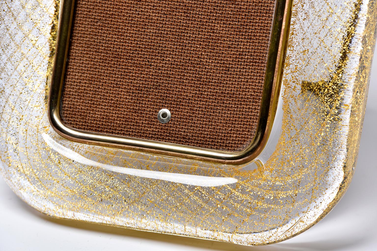 Midcentury Venini Gold Reticello Murano Glass Frame In Good Condition In Troy, MI