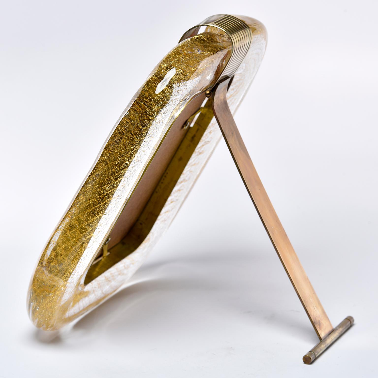 20th Century Midcentury Venini Gold Reticello Murano Glass Frame