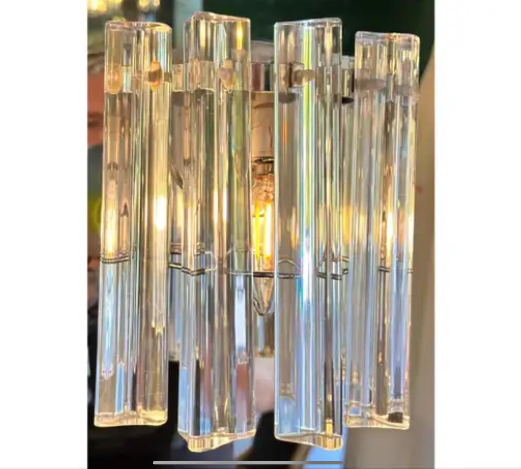 Mid Century Venini Italian Crystal Sconces In Good Condition For Sale In LOS ANGELES, CA