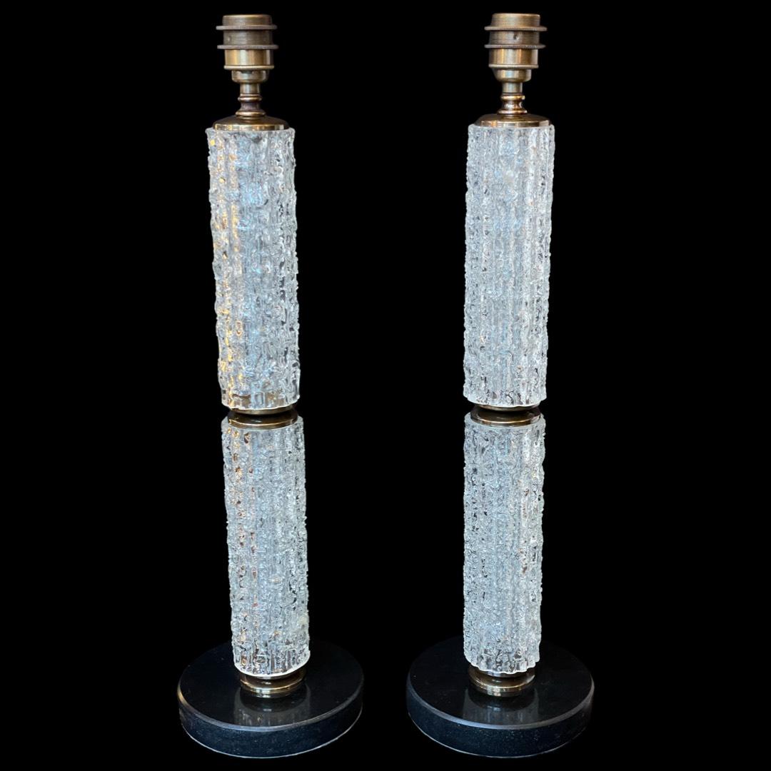  Gorgeous Pair of hand-blown Murano glass textured table lamps.

Imported from Italy, these stunning Venini table lamps are flawlessly preserved and come wired for the UK with elegant bronze silk flex. The exquisite textured tubes form a mesmerising
