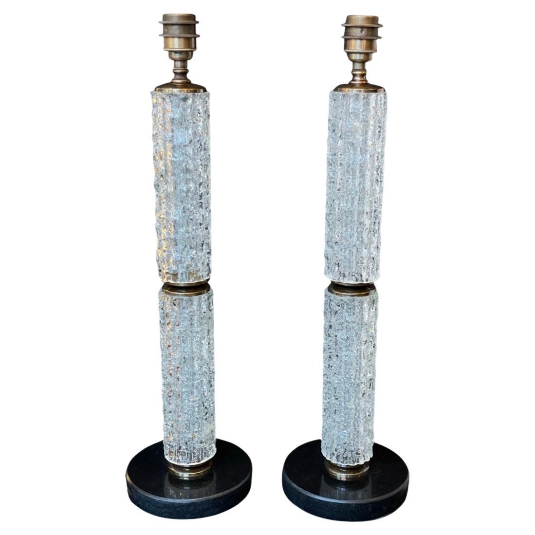 Pair of Midcentury Venini Italian Table Lamps  For Sale