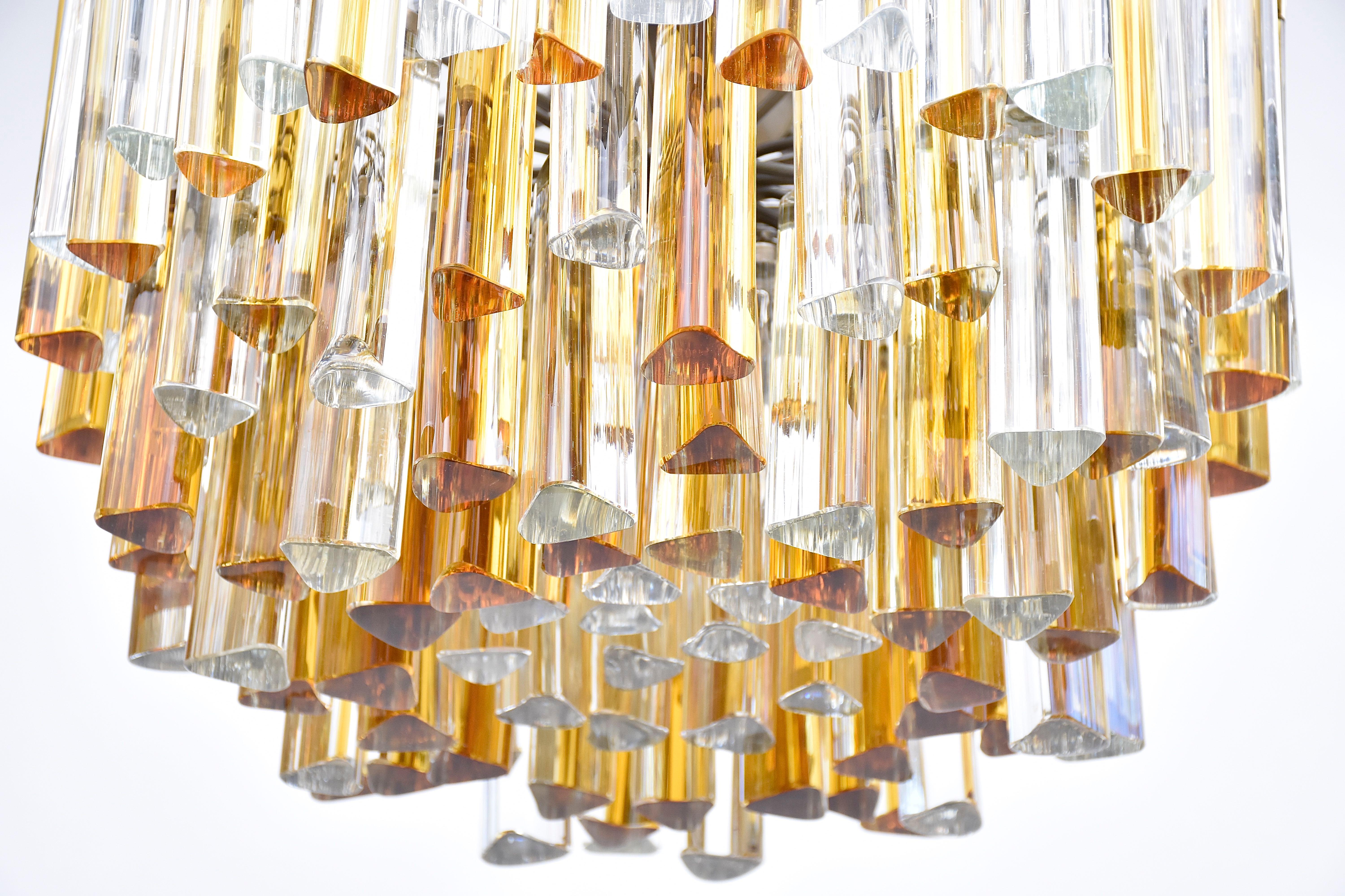 Mid-century Venini Murano chandelier 'Trilobo' In Good Condition In SON EN BREUGEL, NL