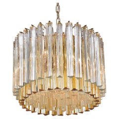 Mid-century Venini Murano crystal chandelier Trilobo, Italy 1960
