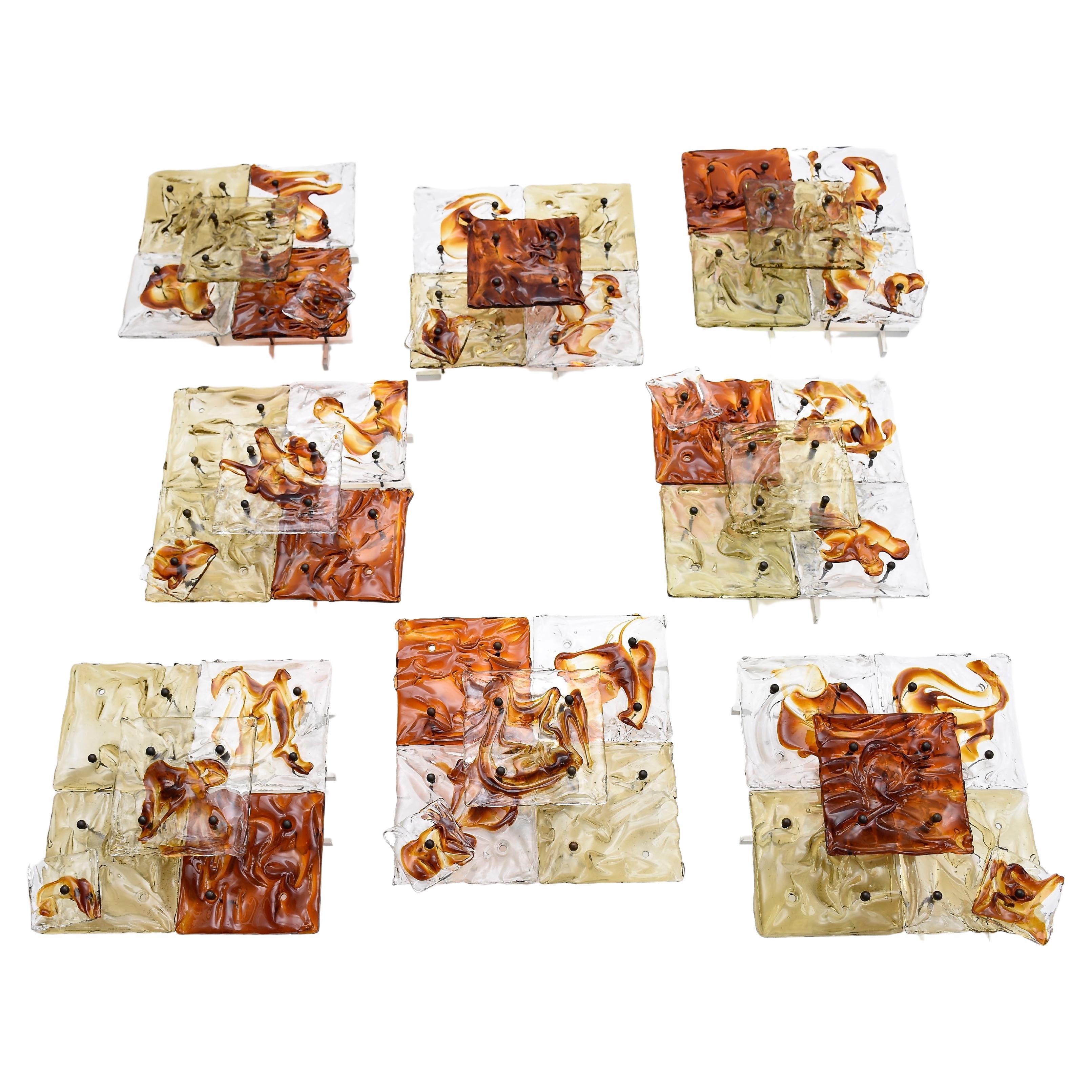 Mid-century Venini Murano patchwork wall appliques 'Cheerio'-8x pieces available For Sale