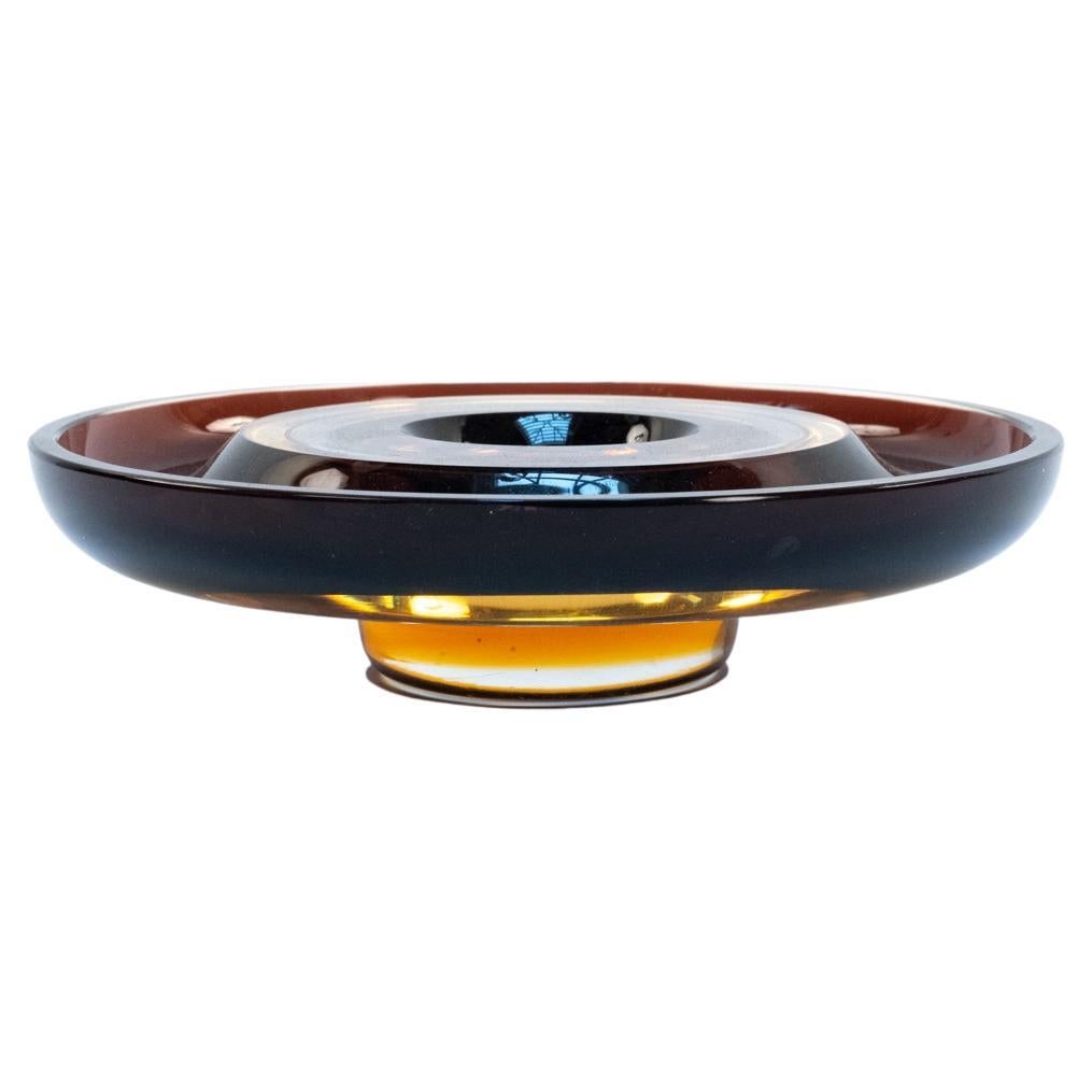 Midcentury Venini Murano Tri-Tone Glass Trinket Dish