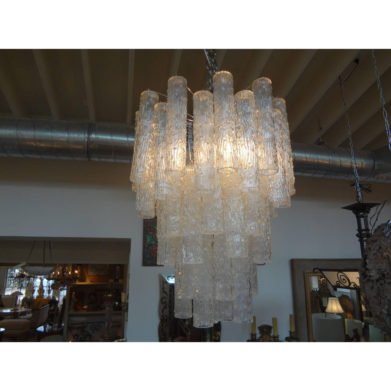 Mid-20th Century Midcentury Italian Murano Chandelier, Attributed to Venini