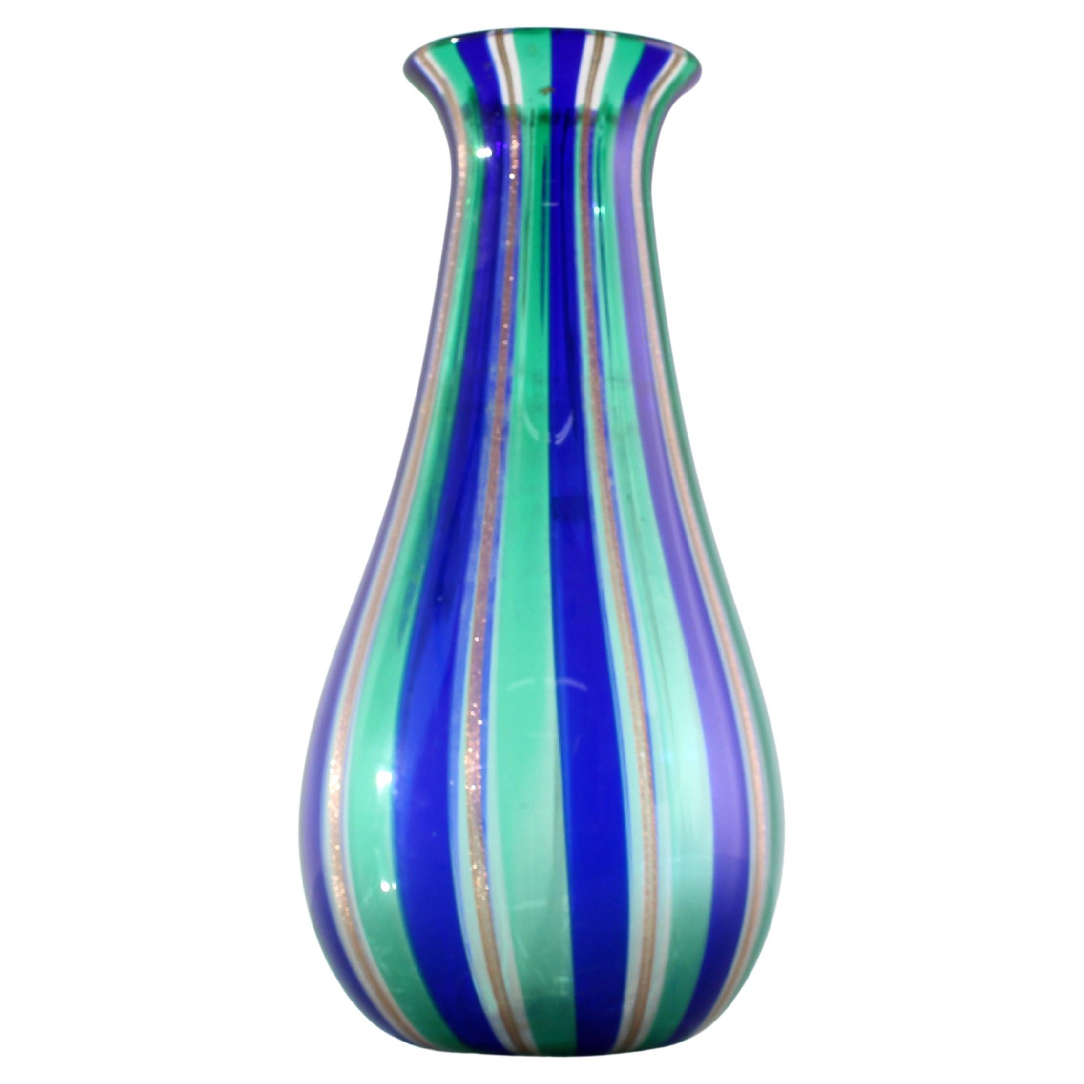 Mid-Century Venini Style Murano Blown Glass Vase, 1960s Italy For Sale