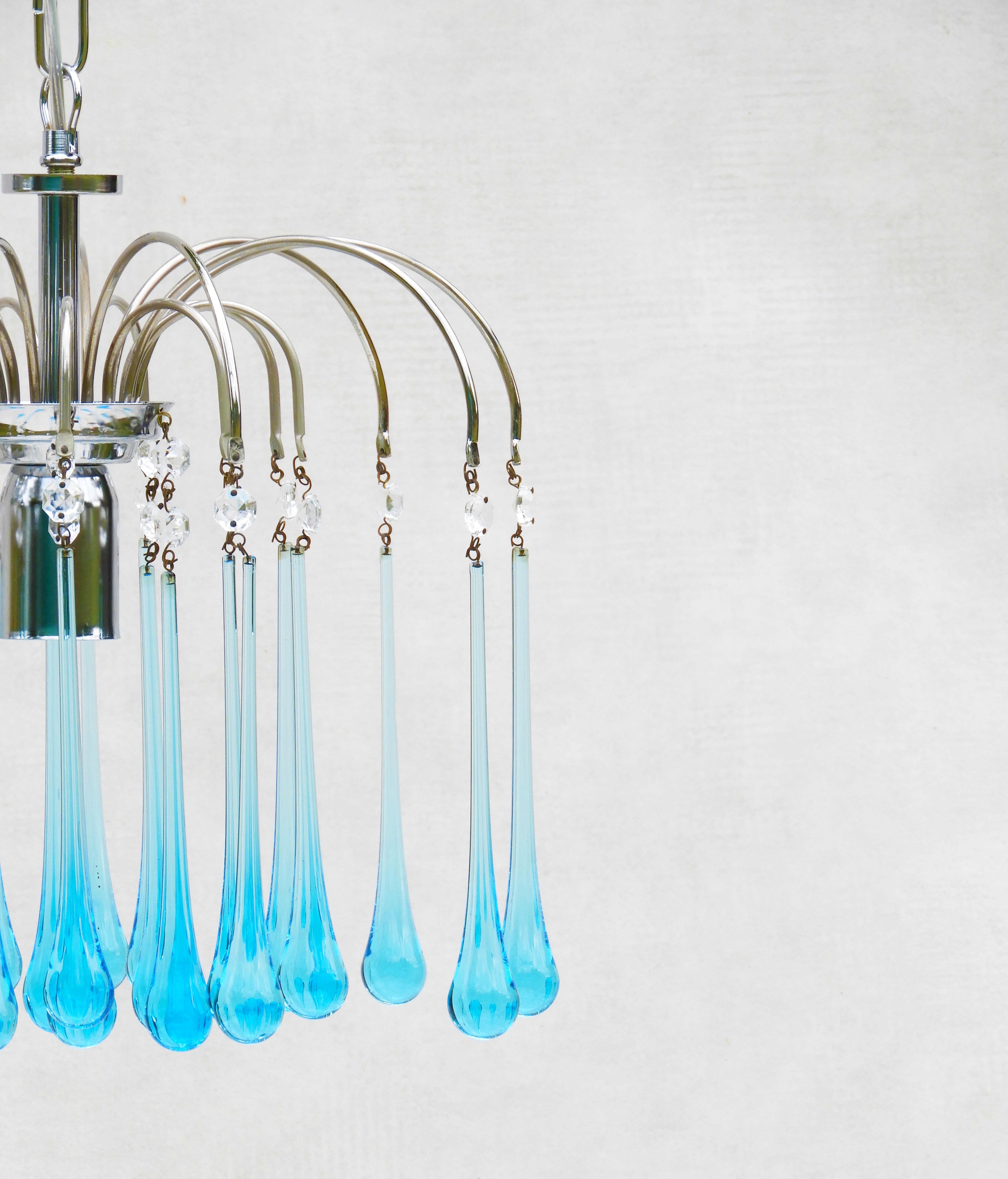 20th Century Mid century Venini Style Murano Glass Chandelier Pendant Light C1960