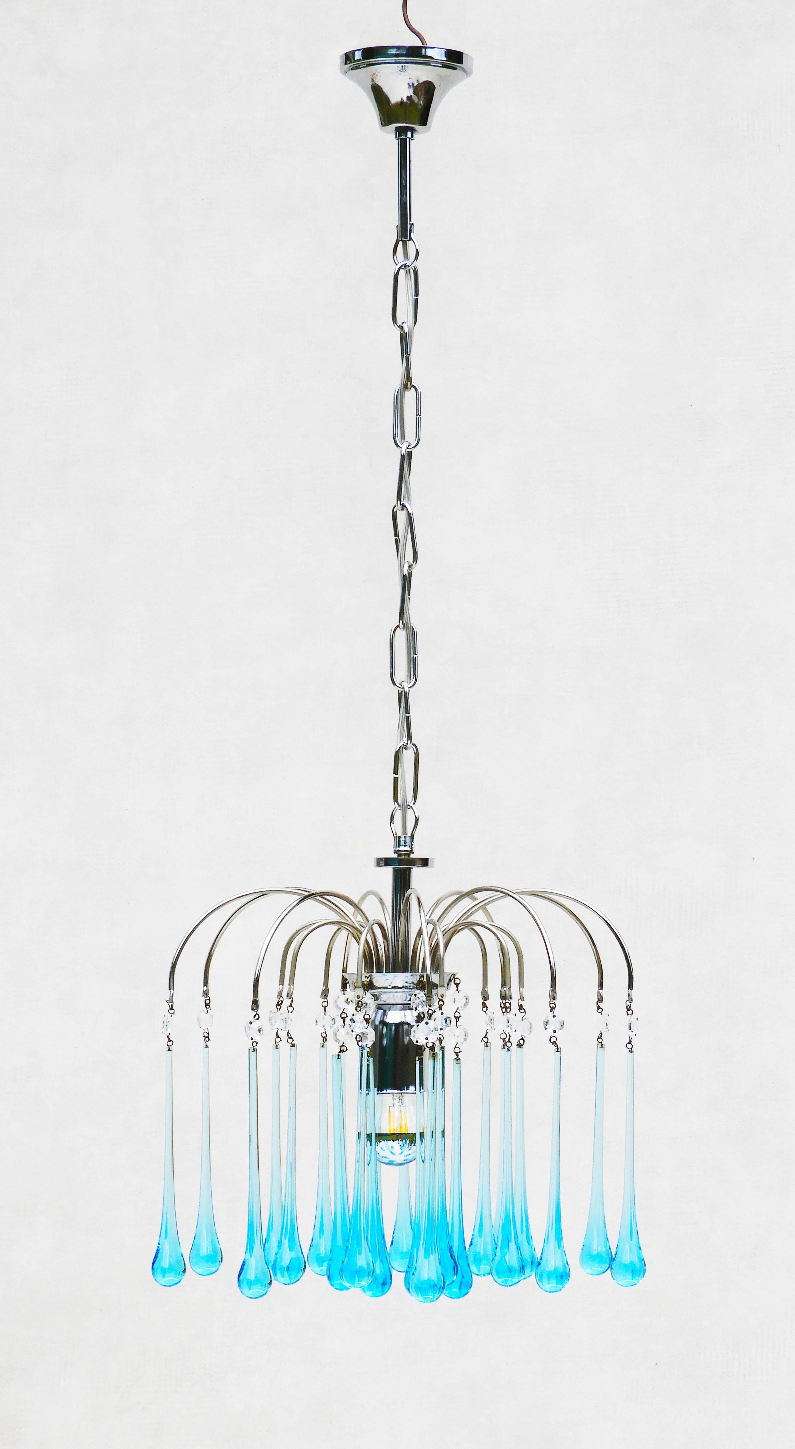 Mid century Venini Style Murano Glass Chandelier Pendant Light C1960 3
