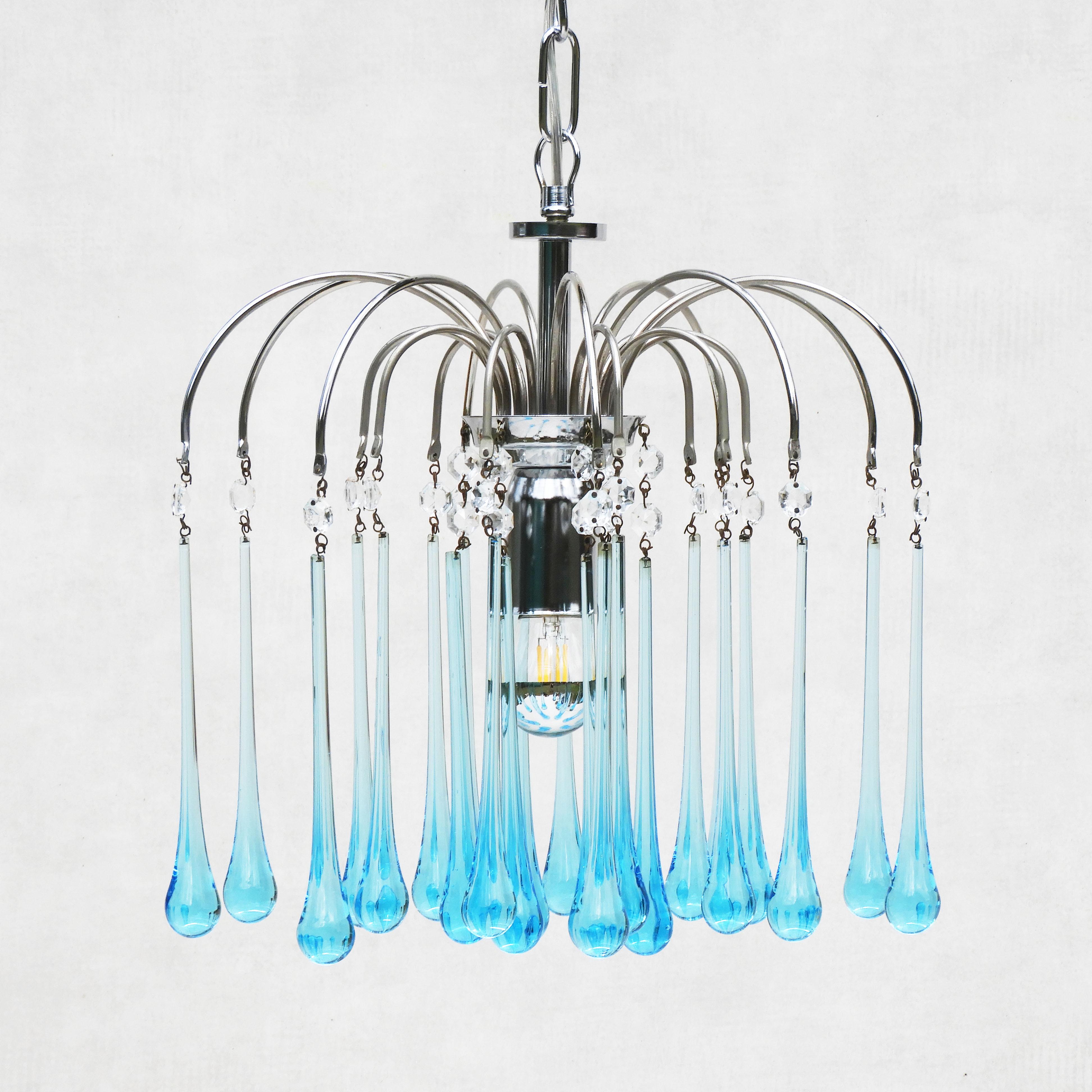 Mid-Century Modern Mid century Venini Style Murano Glass Chandelier Pendant Lights C1960 Set of 3