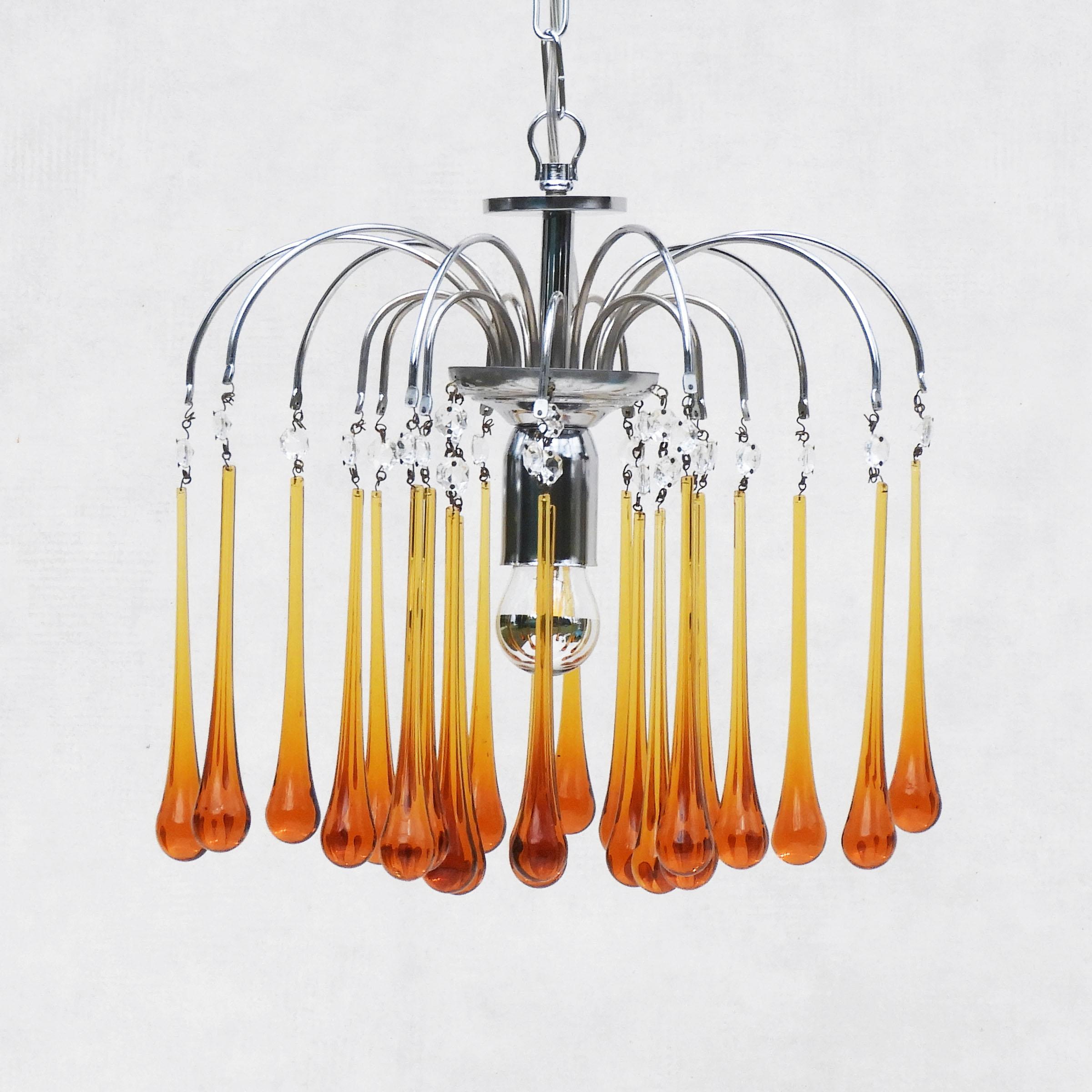 Mid century Venini Style Murano Glass Chandelier Pendant Lights C1960 Set of 3 In Good Condition In Trensacq, FR