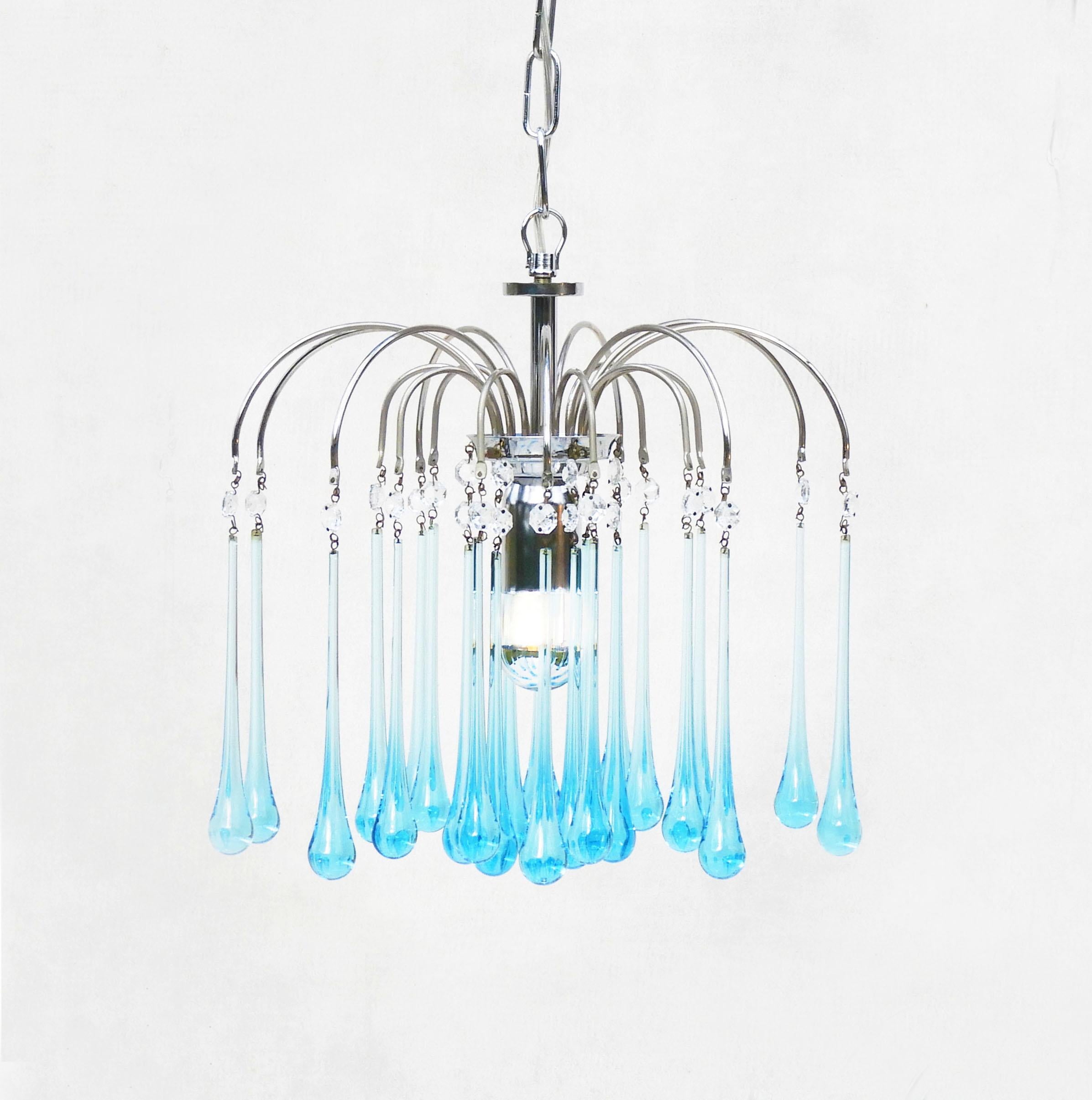 20th Century Mid century Venini Style Murano Glass Chandelier Pendant Lights C1960 Set of 3